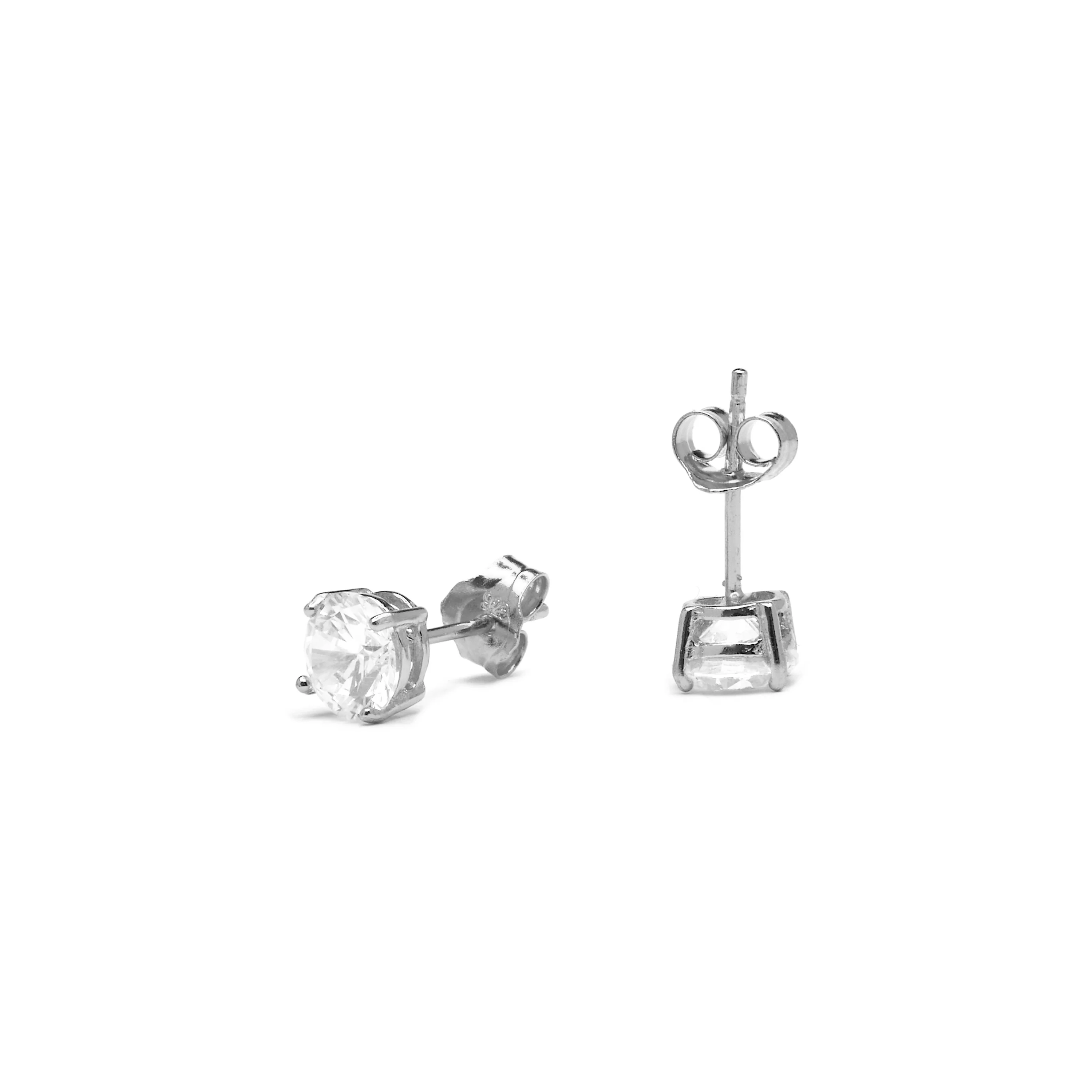 Pendientes de plata de ley 925de 6mm con Circonita acabados en rodio - Básico - Image 5