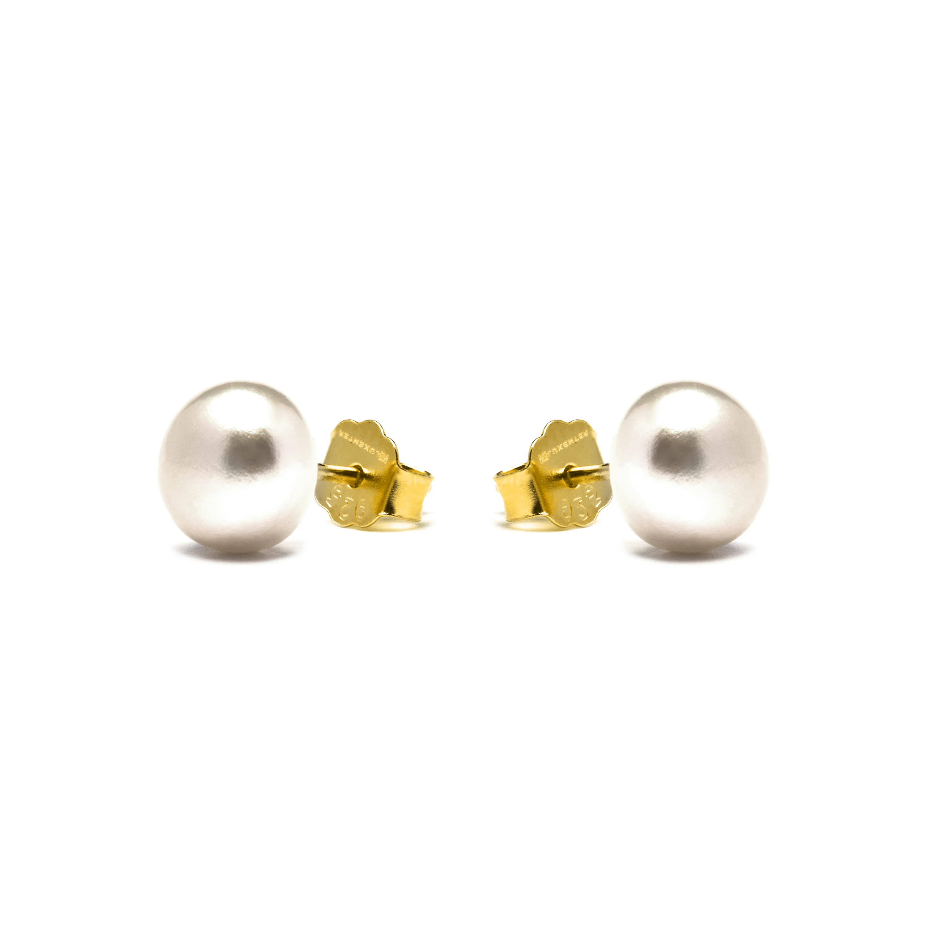 Pendientes de Plata de Ley 925 con Perla Blanca acabados en oro amarillo 18K - Básico - Image 3