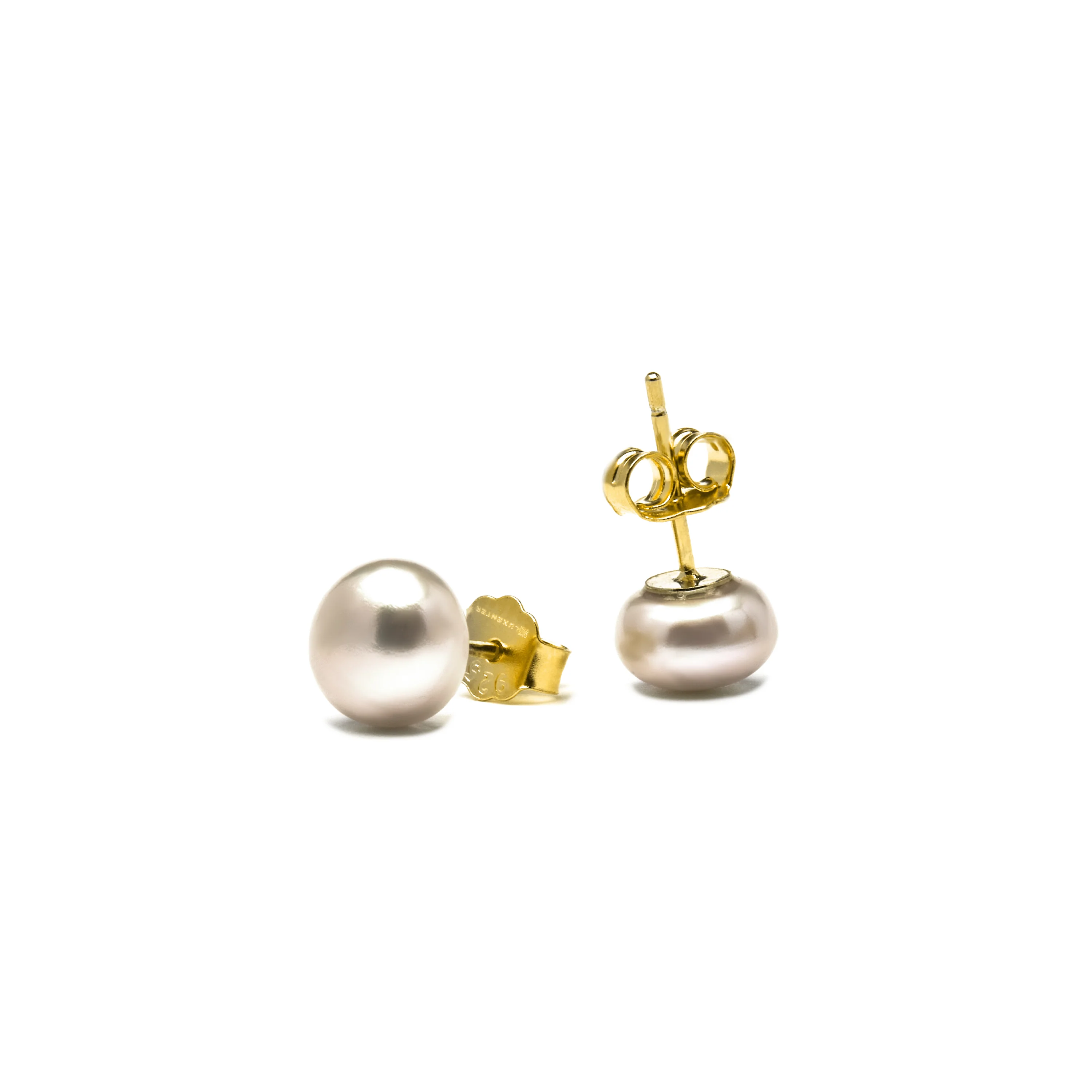 Pendientes de Plata de Ley 925 con Perla Blanca acabados en oro amarillo 18K - Básico - Image 5