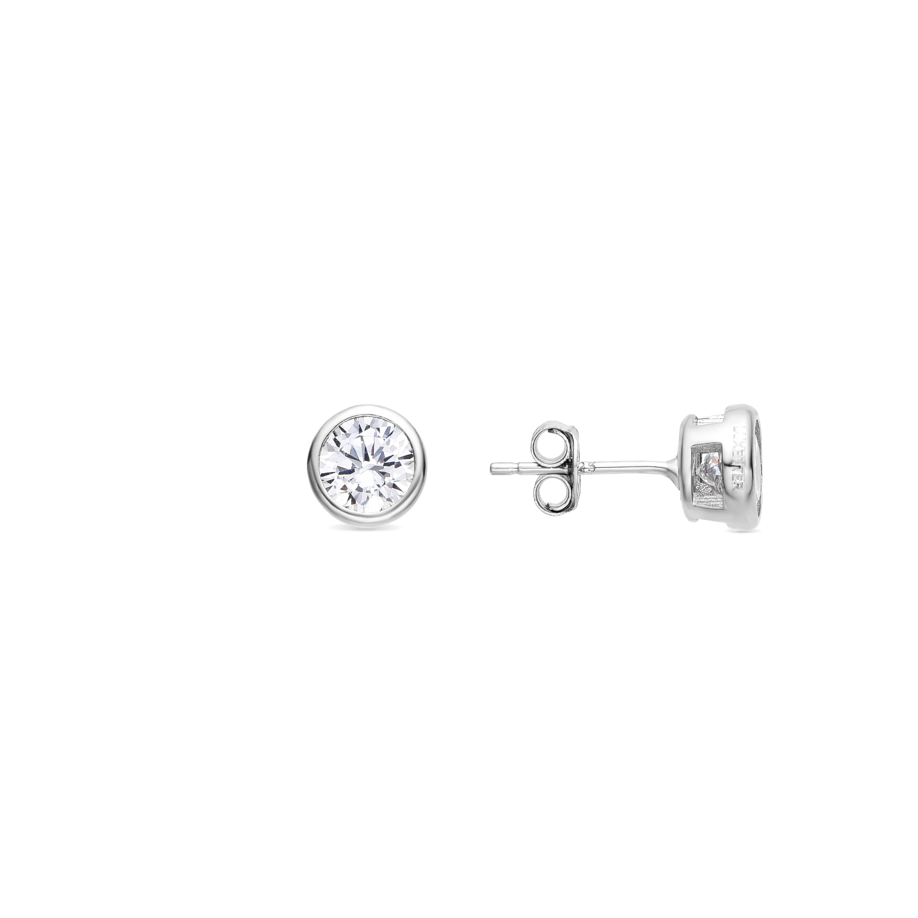 Pendientes de Plata de Ley 925 con Circonita Brillante acabado Rodio - Basili