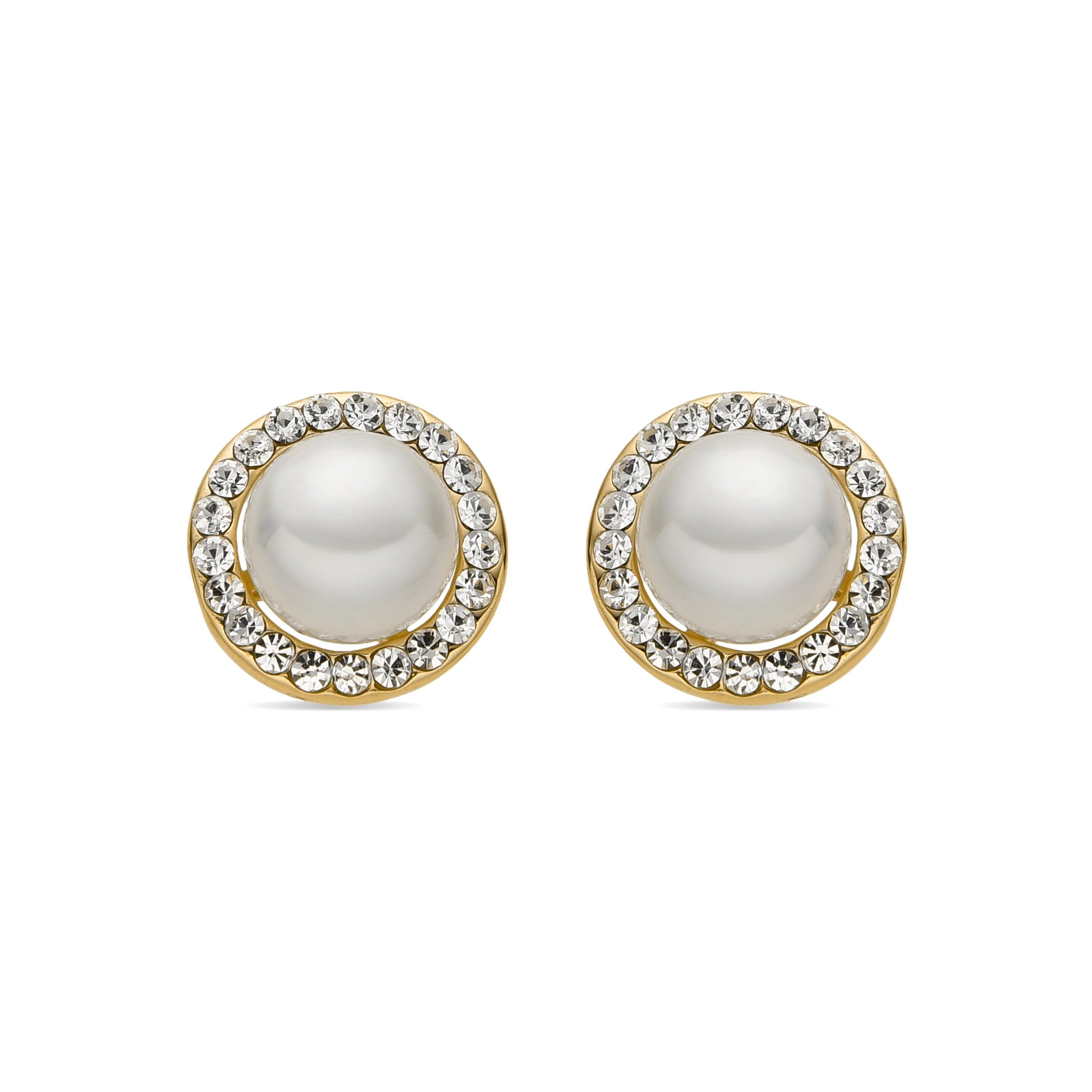 Pendientes con Perla Blanca acabado oro 18k - Basnik