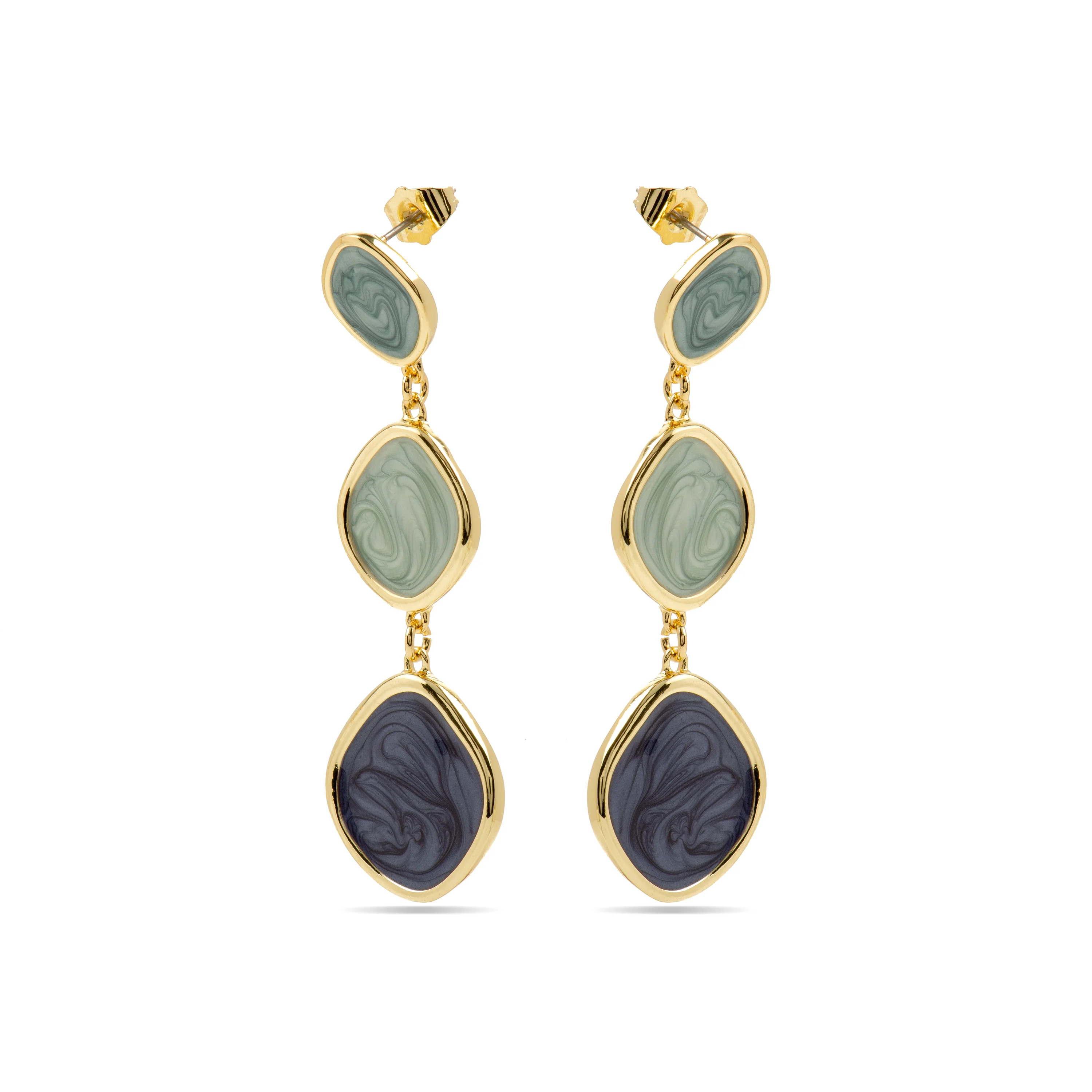 Pendientes con Lacado Azul acabado oro 18k - Belgul - Image 3