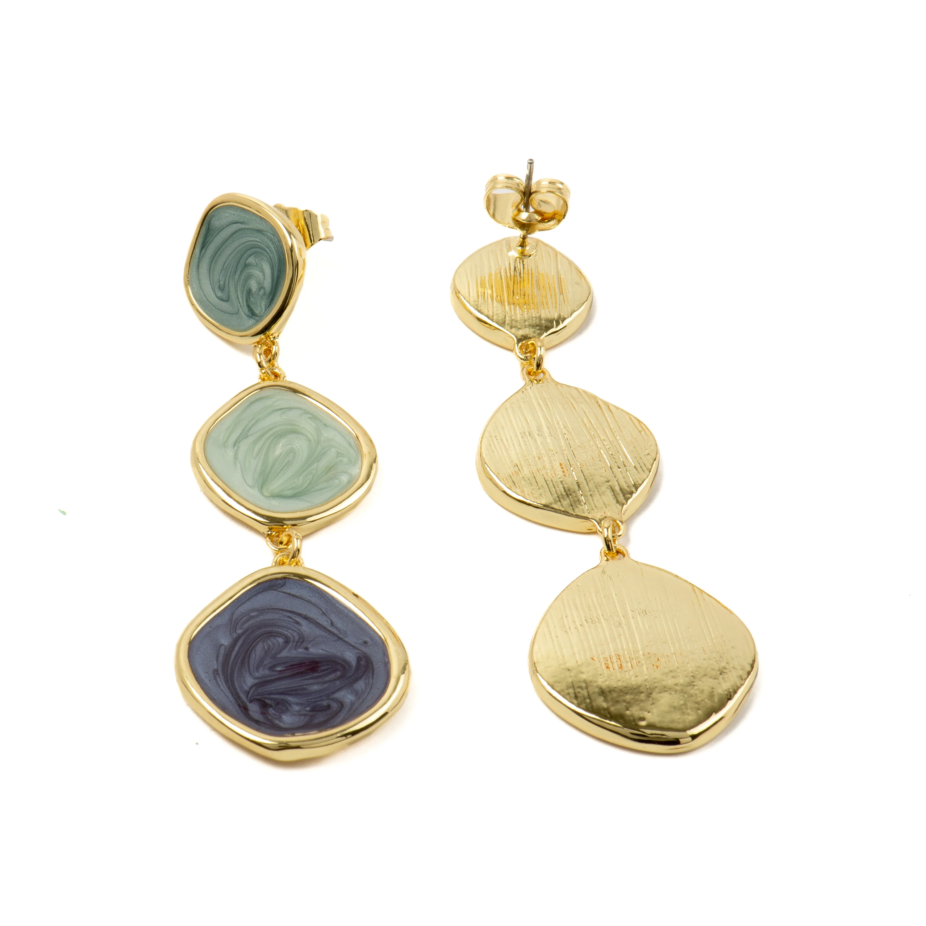Pendientes con Lacado Azul acabado oro 18k - Belgul - Image 4