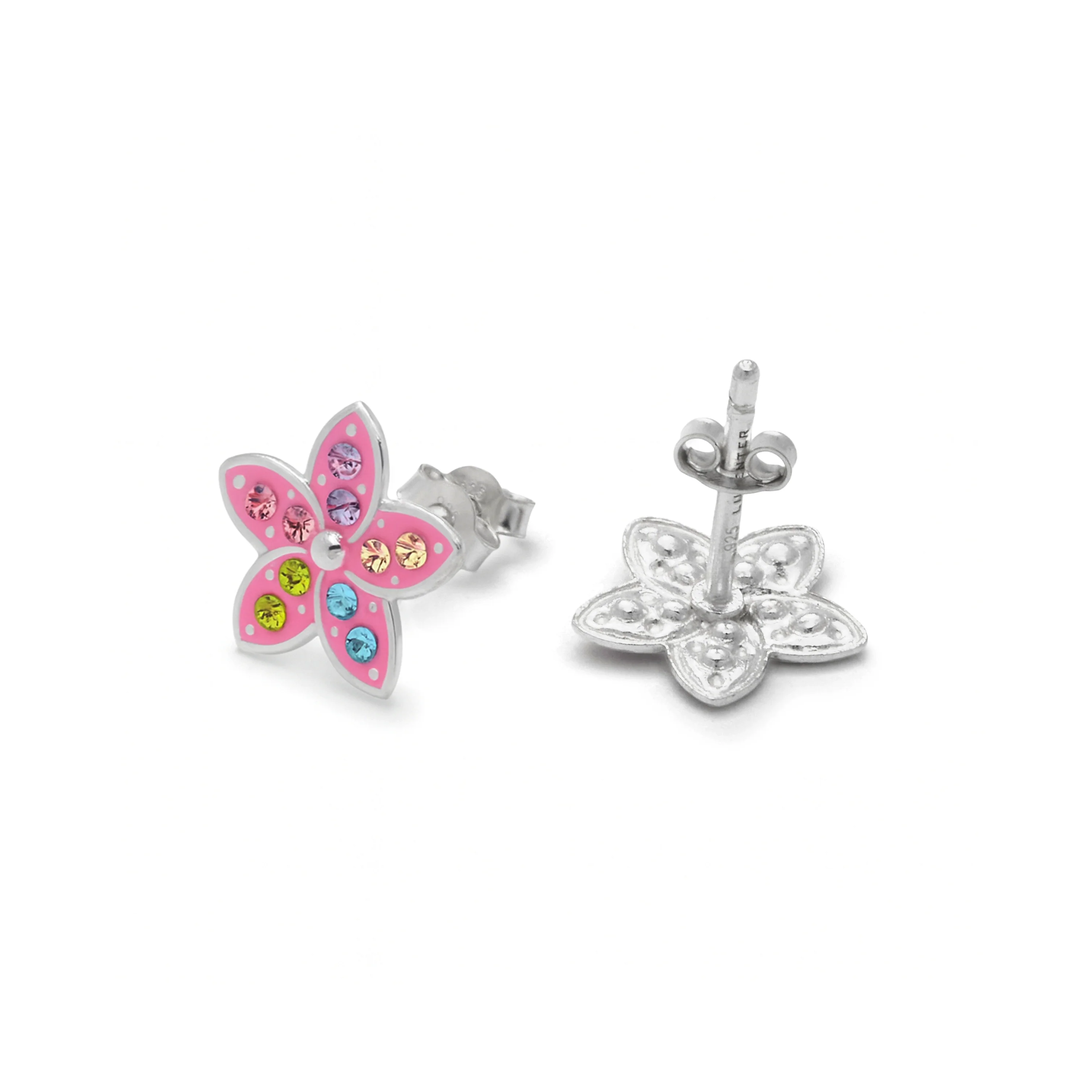 Pendientes de Plata de Ley 925 y Circonita Multicolor acabado en rodio - Biaha - Image 3