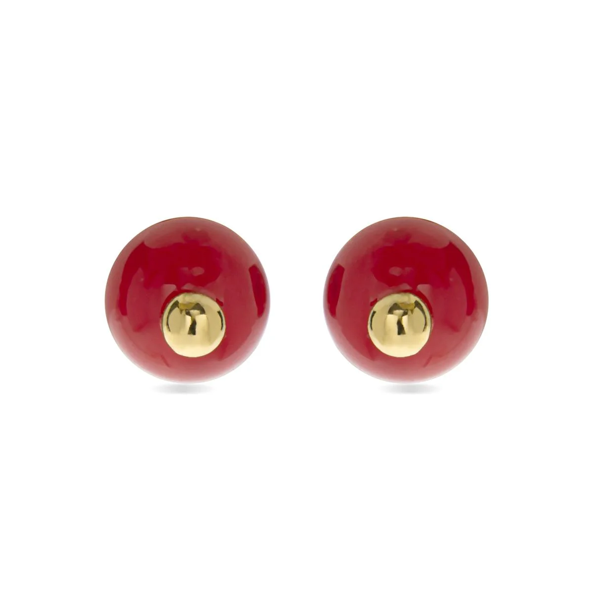 Pendientes Bola Plata De Ley 925 - Bola ROJO