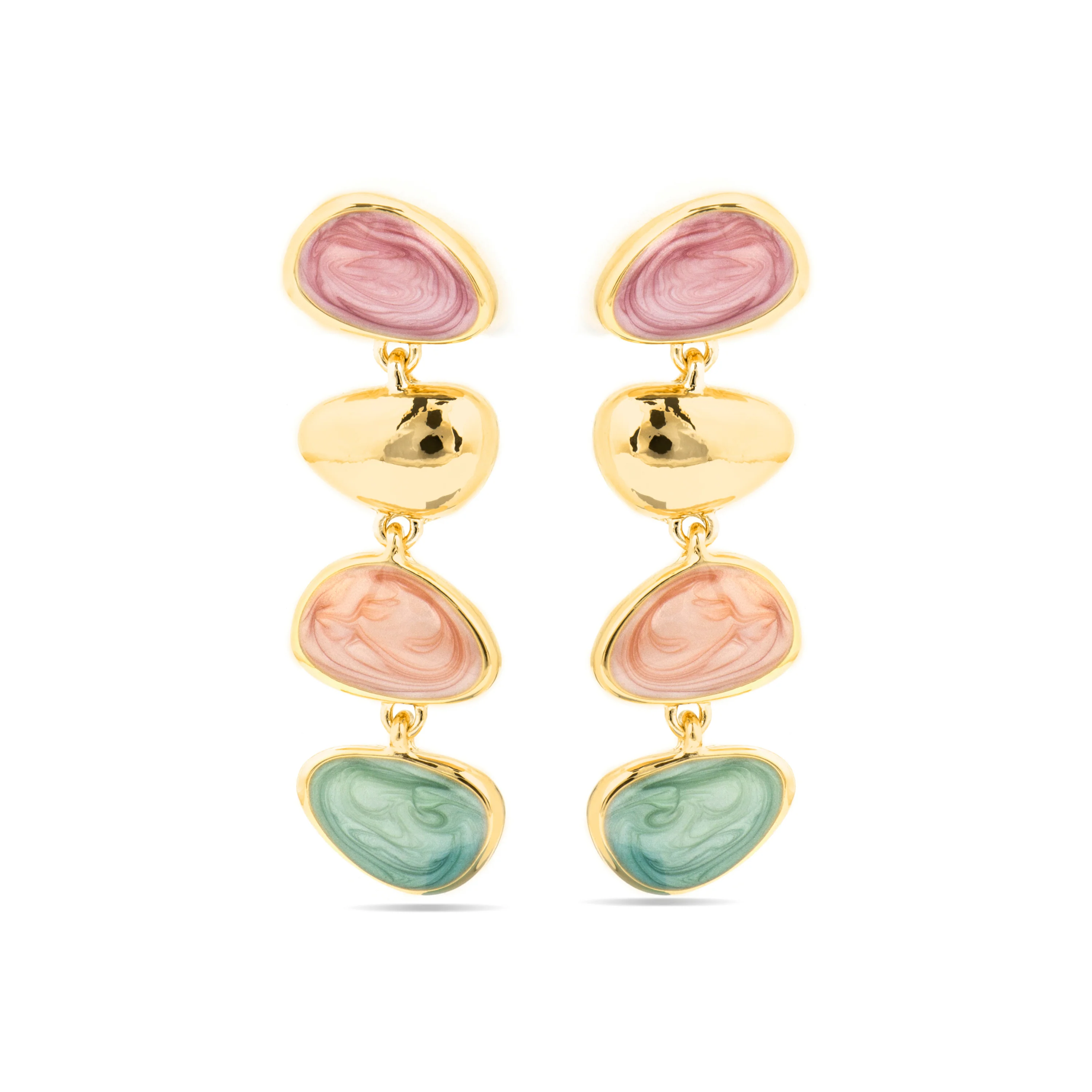 Pendientes acabado oro amarillo de 18k y Lacado Multicolor - Bolhy