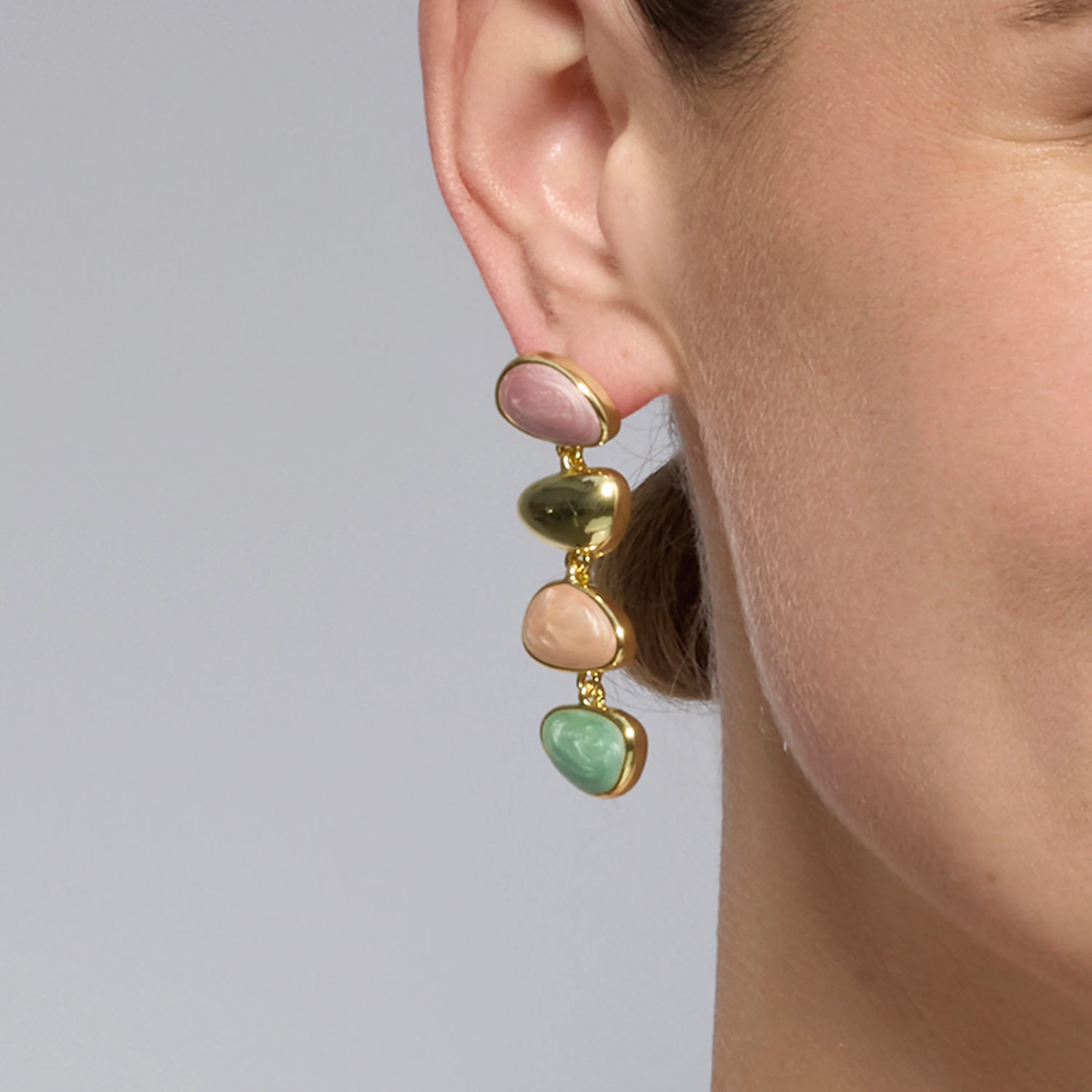 Pendientes acabado oro amarillo de 18k y Lacado Multicolor - Bolhy - Image 4