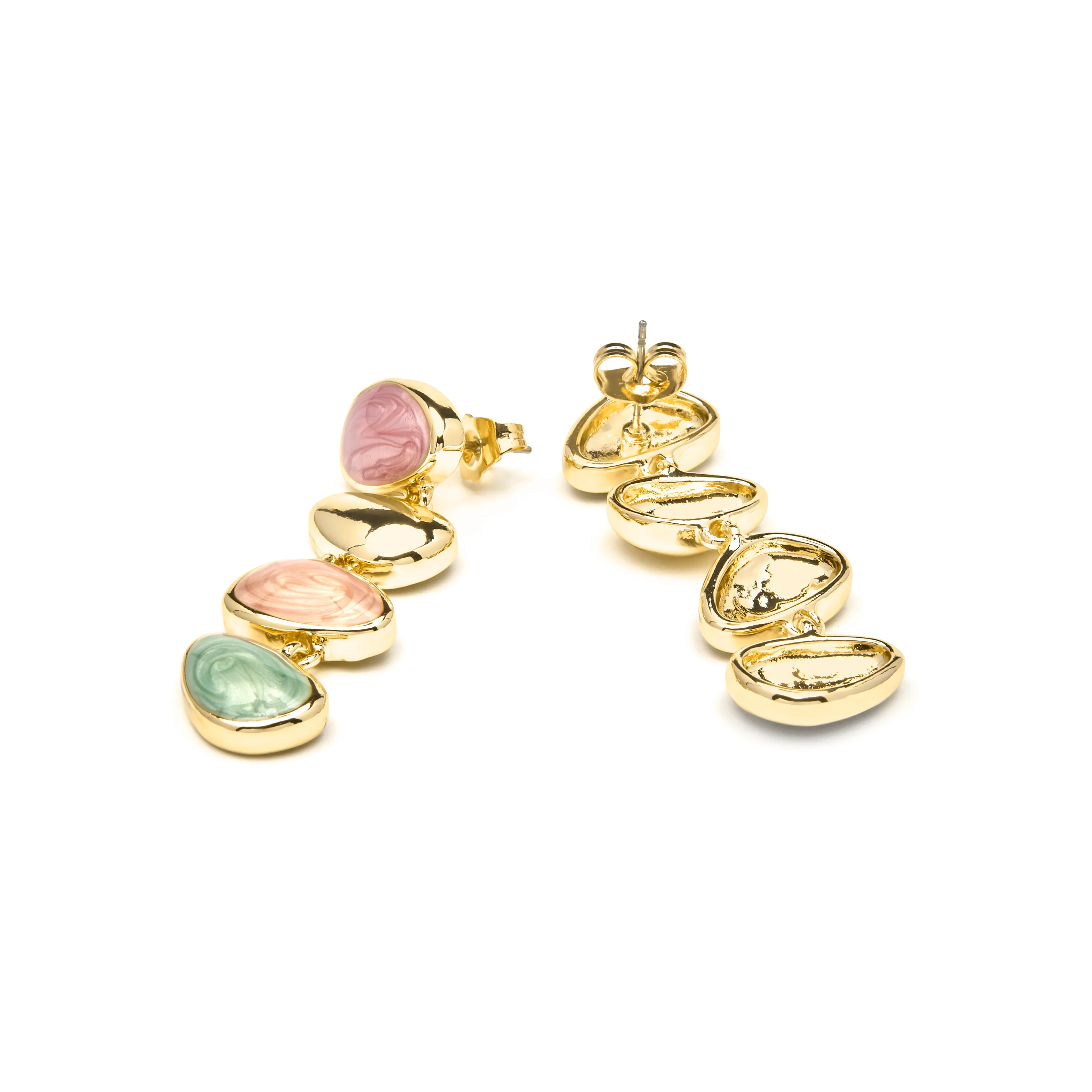 Pendientes acabado oro amarillo de 18k y Lacado Multicolor - Bolhy - Image 5