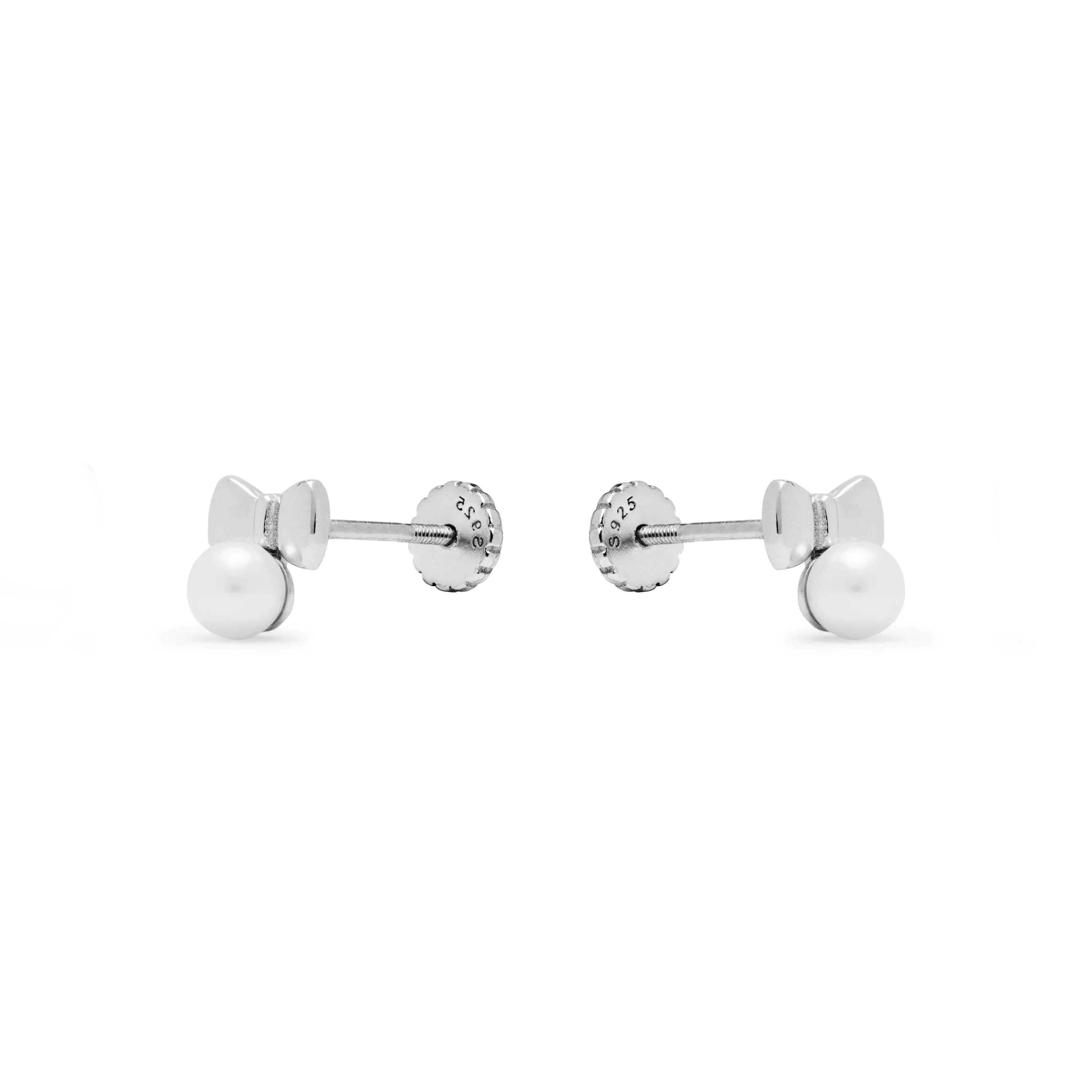 Pendientes de Plata de Ley 925 con Perla Blanca acabados en rodio - Bolmash - Image 3