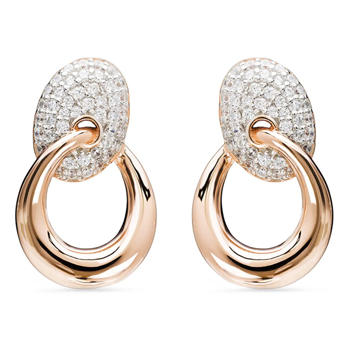 Pendientes Buwa Plata, Oro Rosa y Circonitas - Buwa BLANCO
