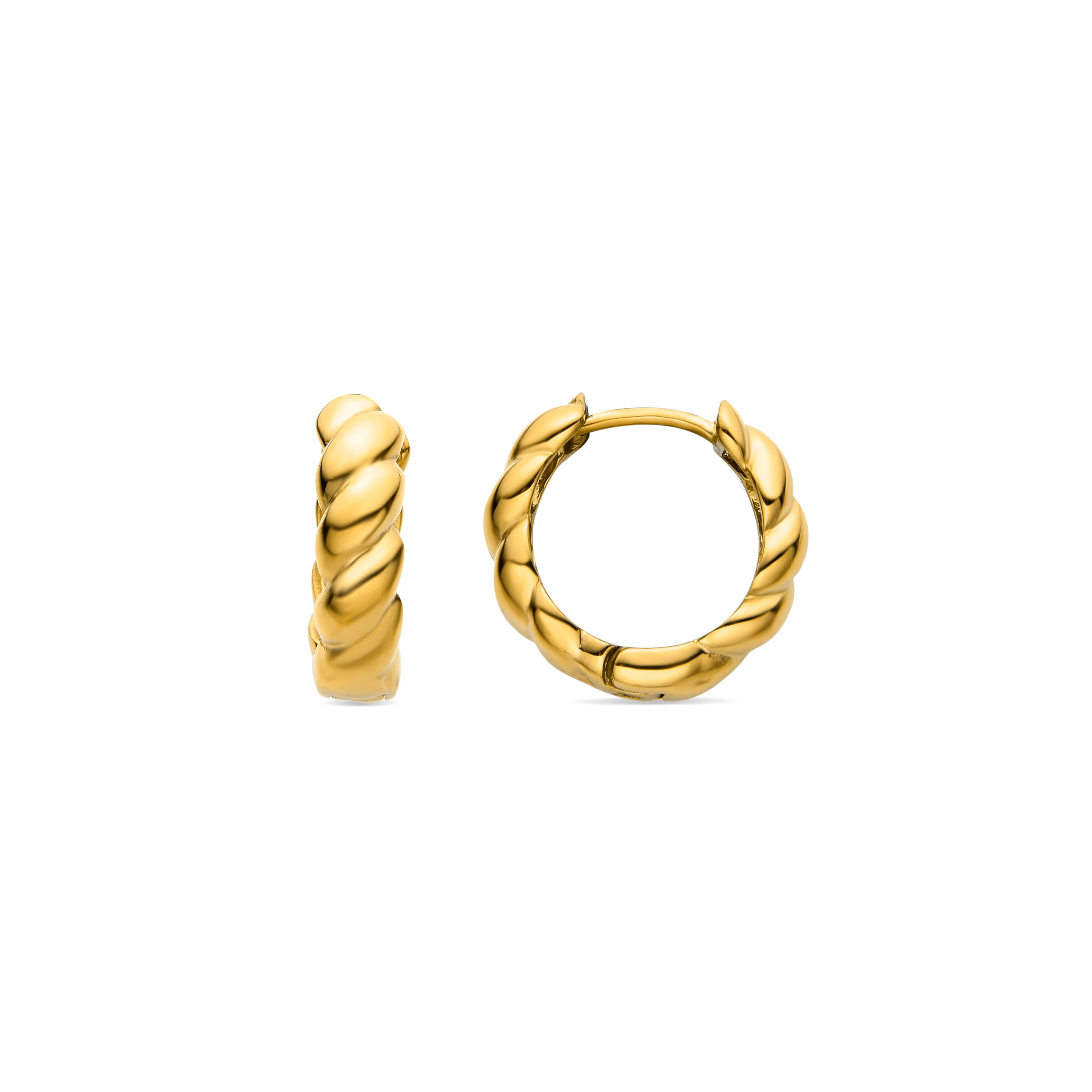 Pendientes de 11,5mm de diámetro acabado Oro Amarillo de 18k - Caiki