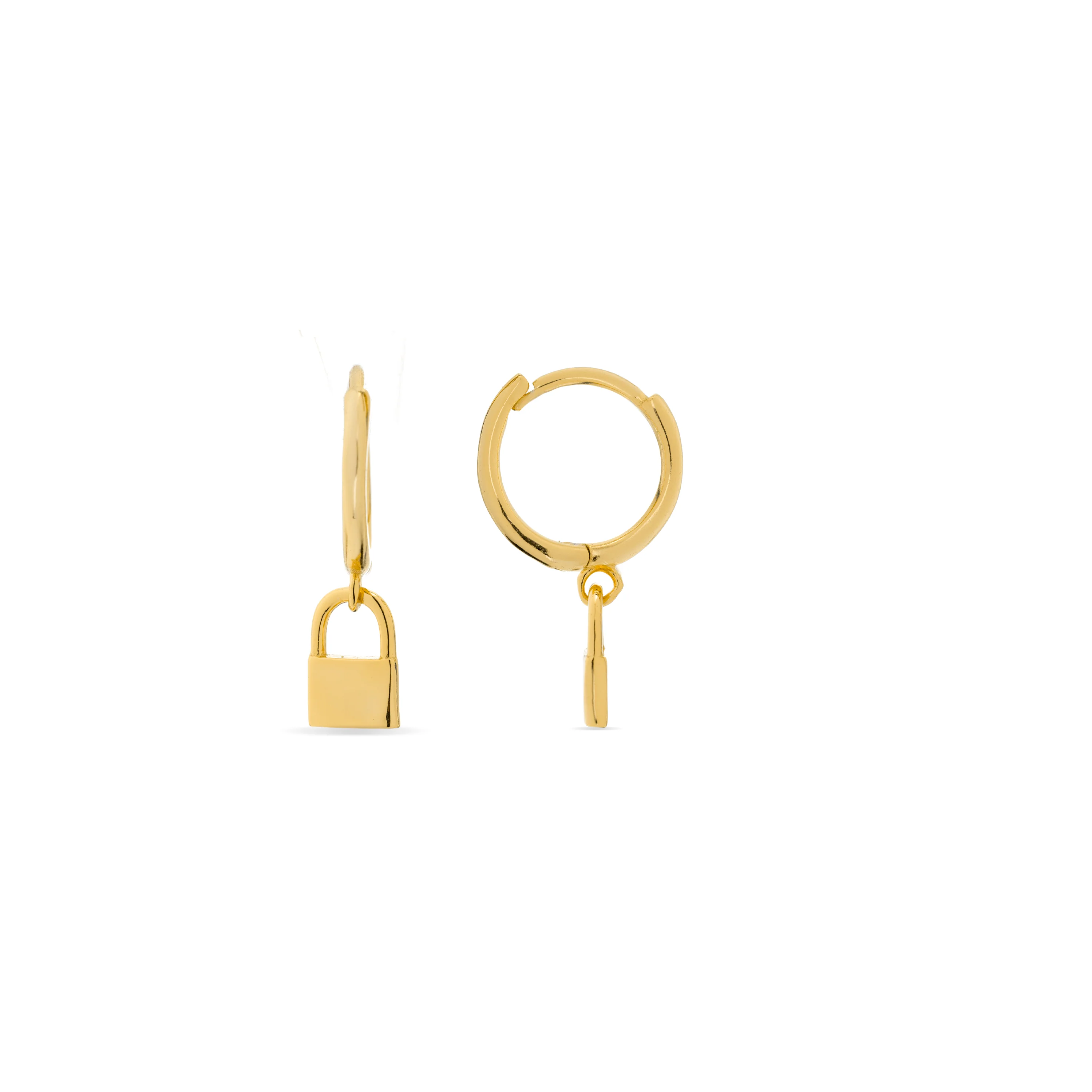 Pendientes de Plata de Ley 925 acabados en oro amarillo de 18k - Candado