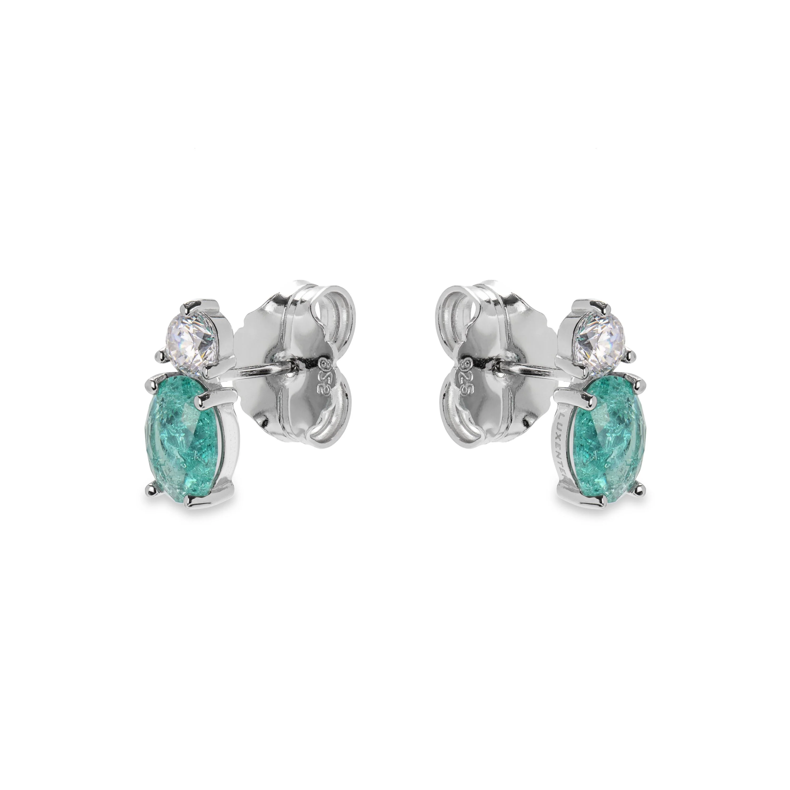 Pendientes de Plata de Ley 925 con Cuarzo Hidrotermal Verde Claro acabados en rodio - Ceoljo - Image 3
