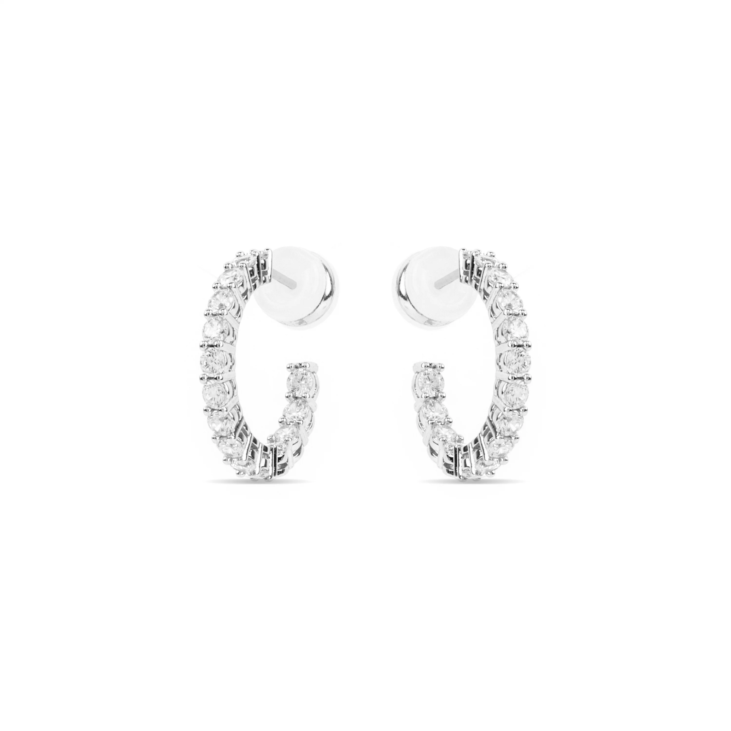Pendientes con Circonita Brillante acabado plata - Chenfa - Image 3