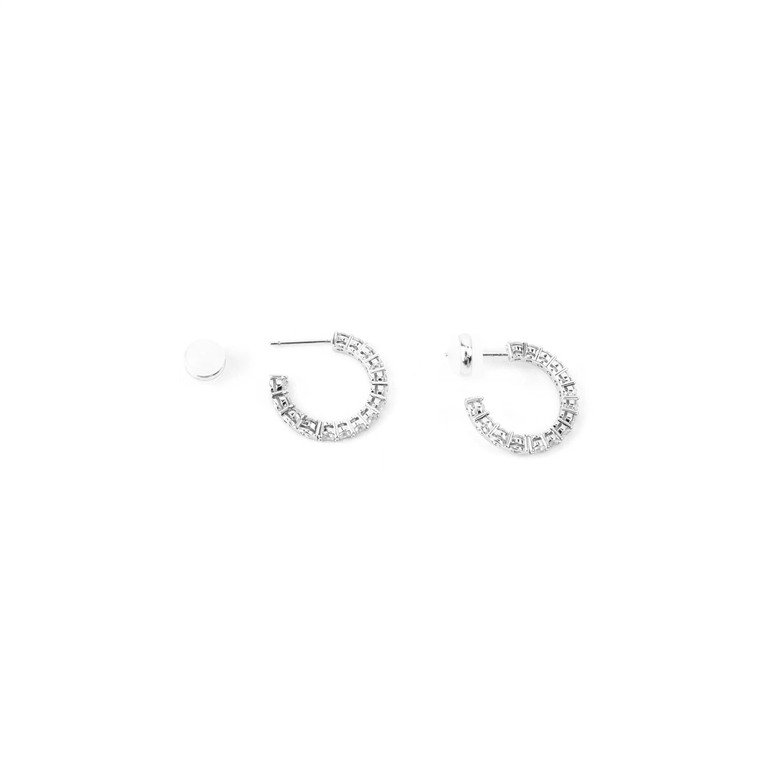 Pendientes con Circonita Brillante acabado plata - Chenfa - Image 4
