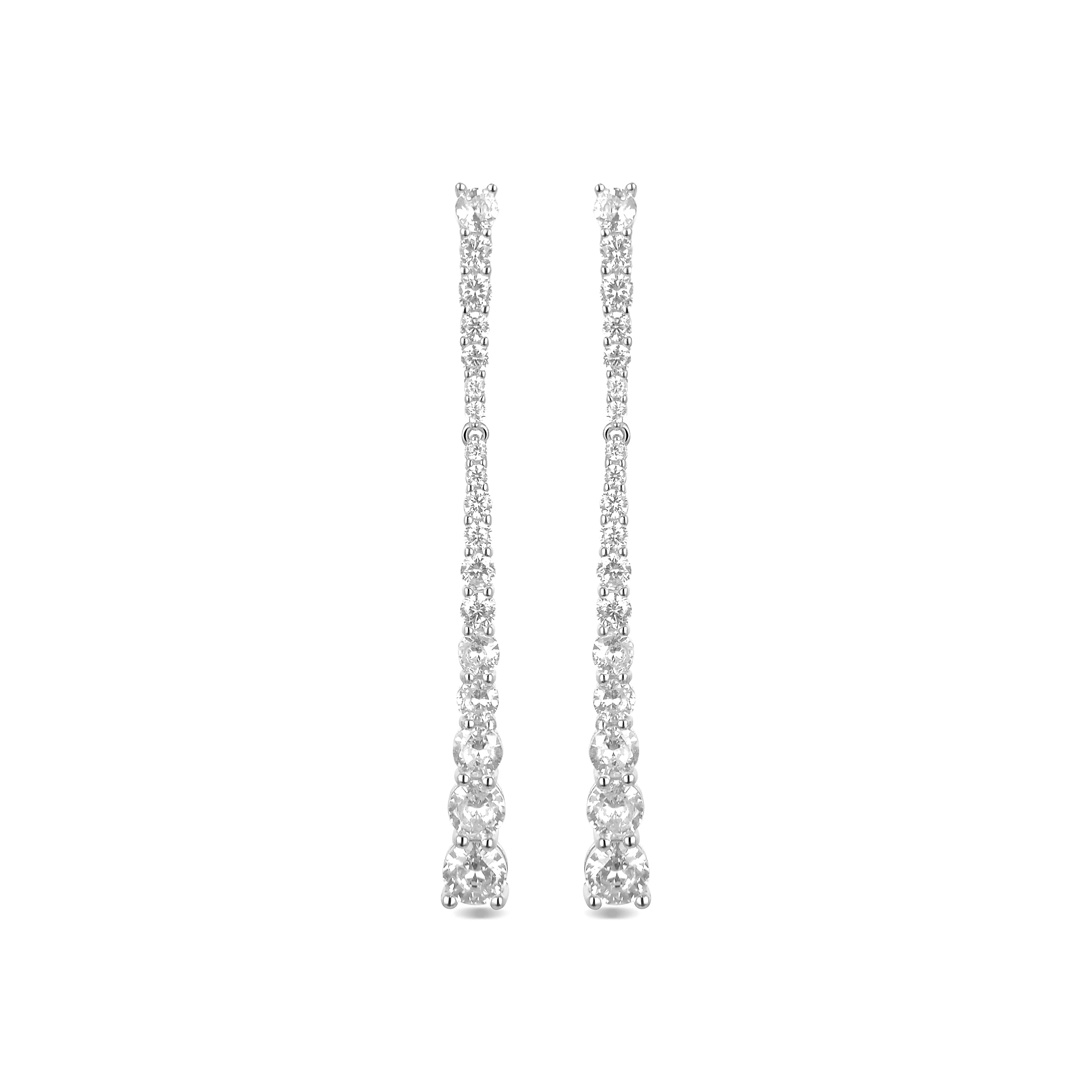 Pendientes de Plata de Ley 925 con Circonita Brillante acabados en rodio - Chetman