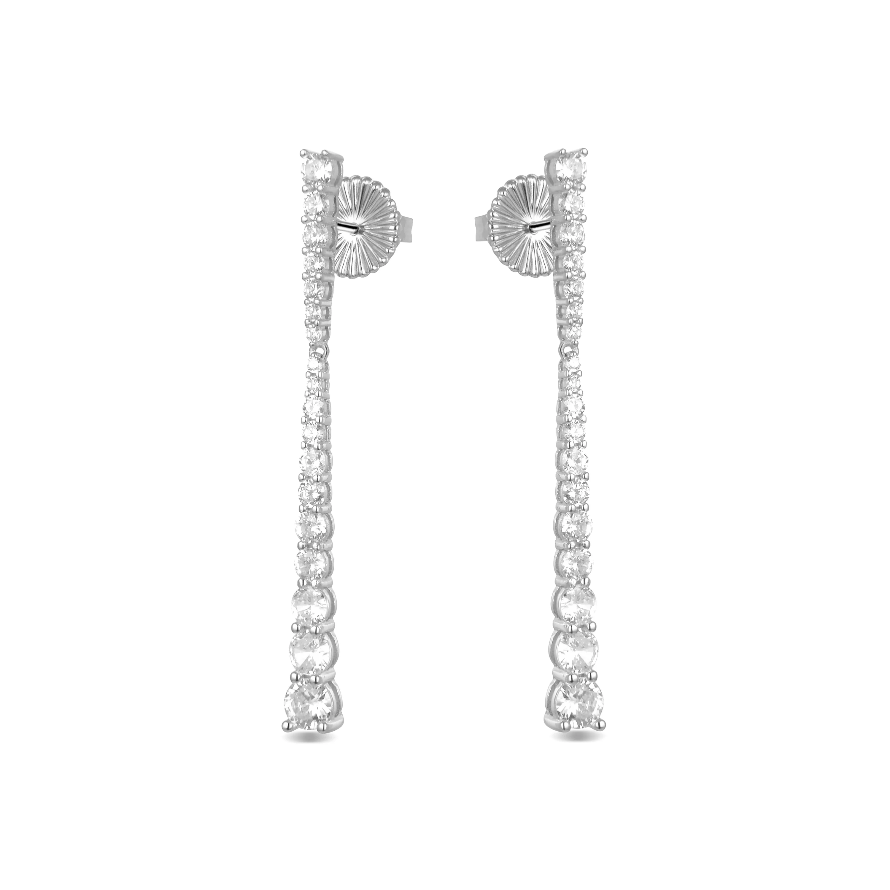 Pendientes de Plata de Ley 925 con Circonita Brillante acabados en rodio - Chetman - Image 3