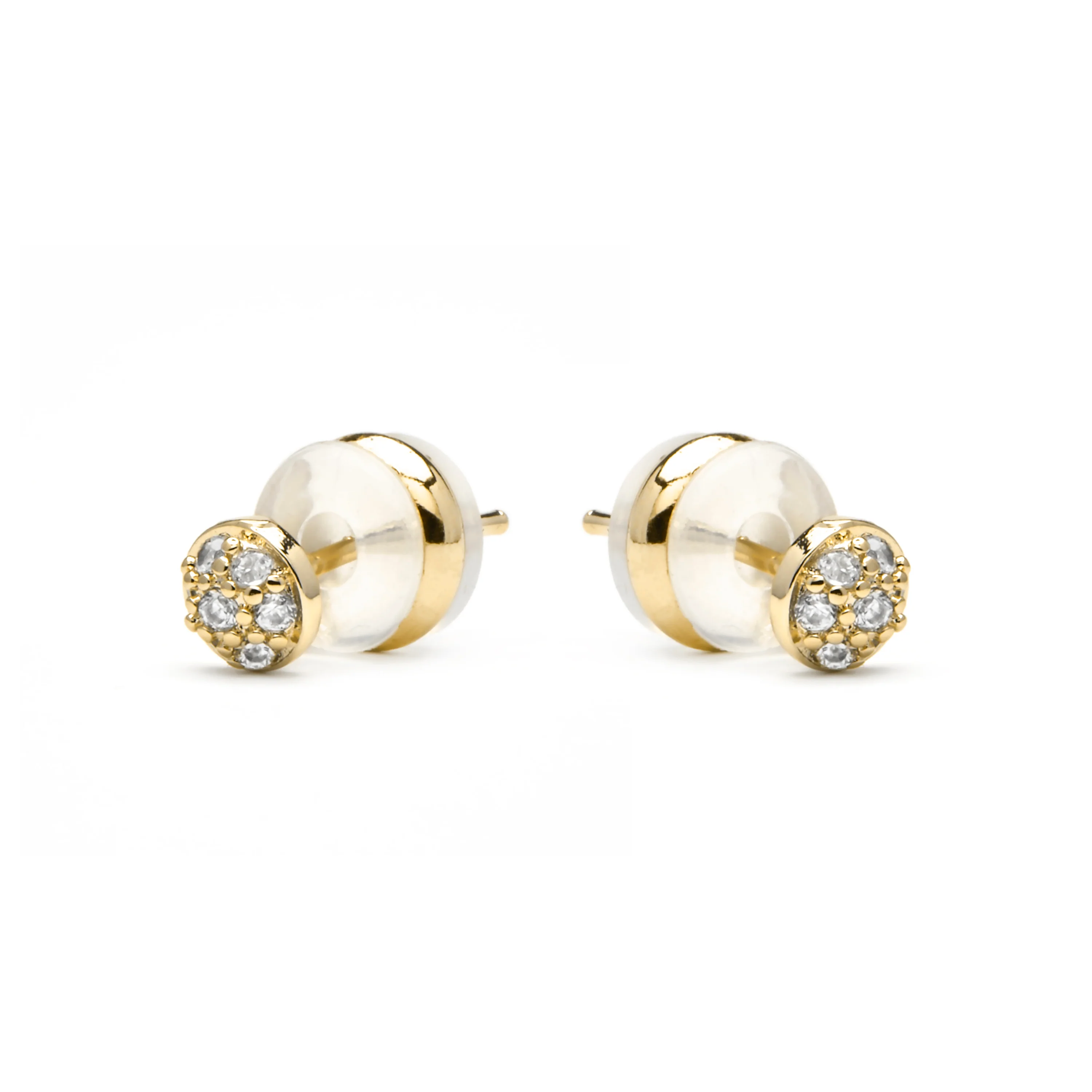 Pendientes acabado oro amarillo de 18k y Circonita Brillante - Chikra - Image 3