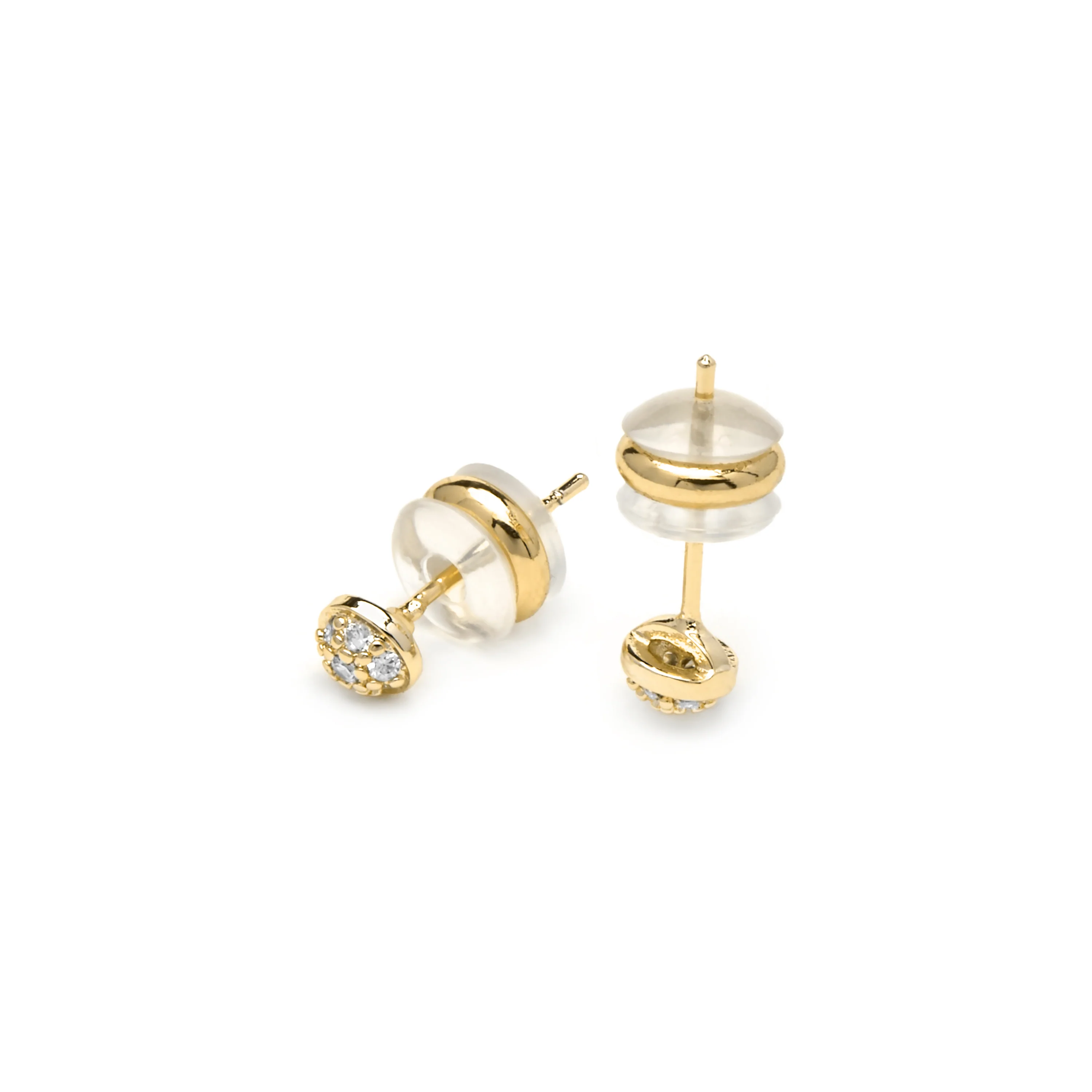 Pendientes acabado oro amarillo de 18k y Circonita Brillante - Chikra - Image 4