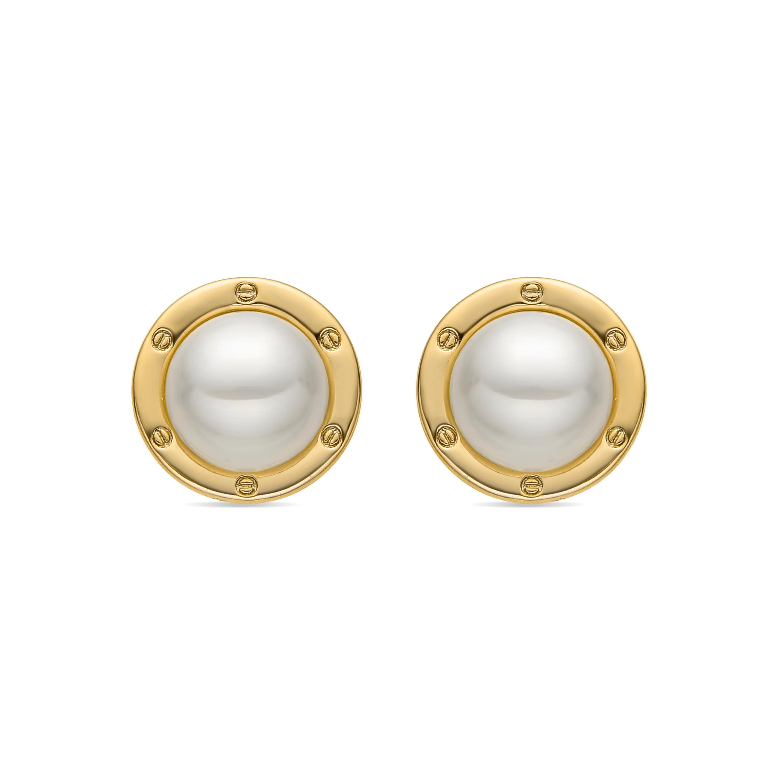 Pendientes con Perla Blanca acabado oro 18k - Ciada