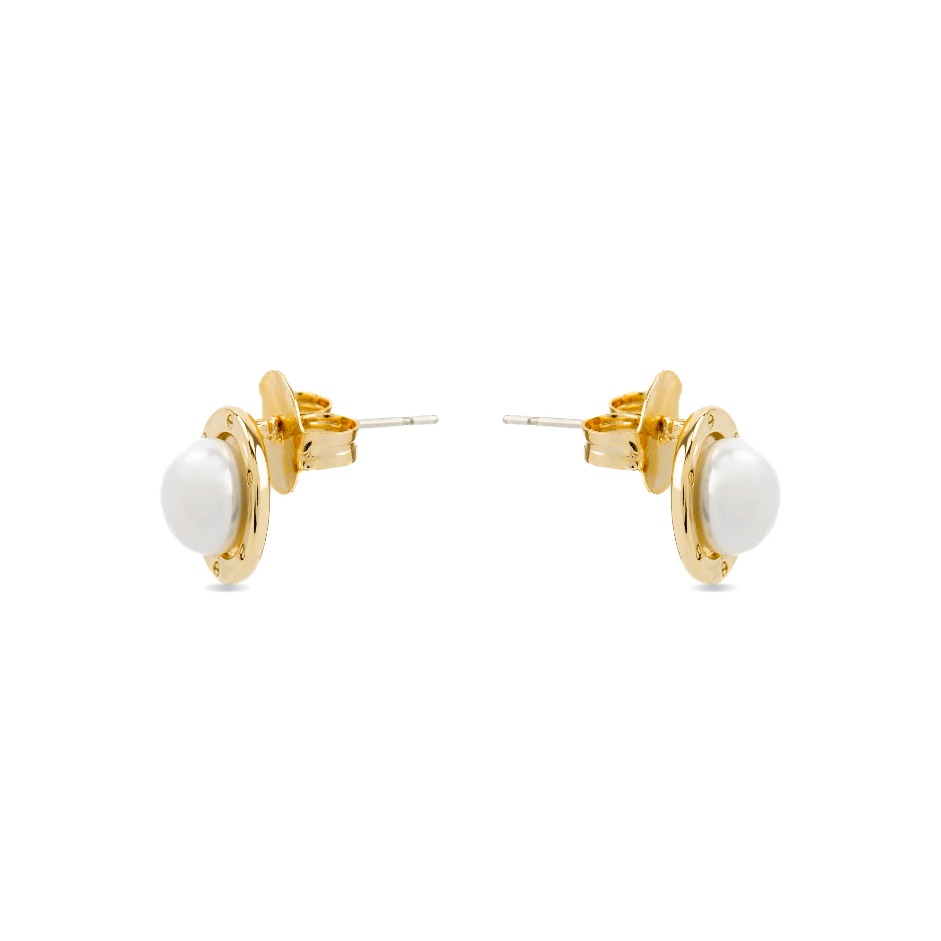 Pendientes con Perla Blanca acabado oro 18k - Ciada - Image 3