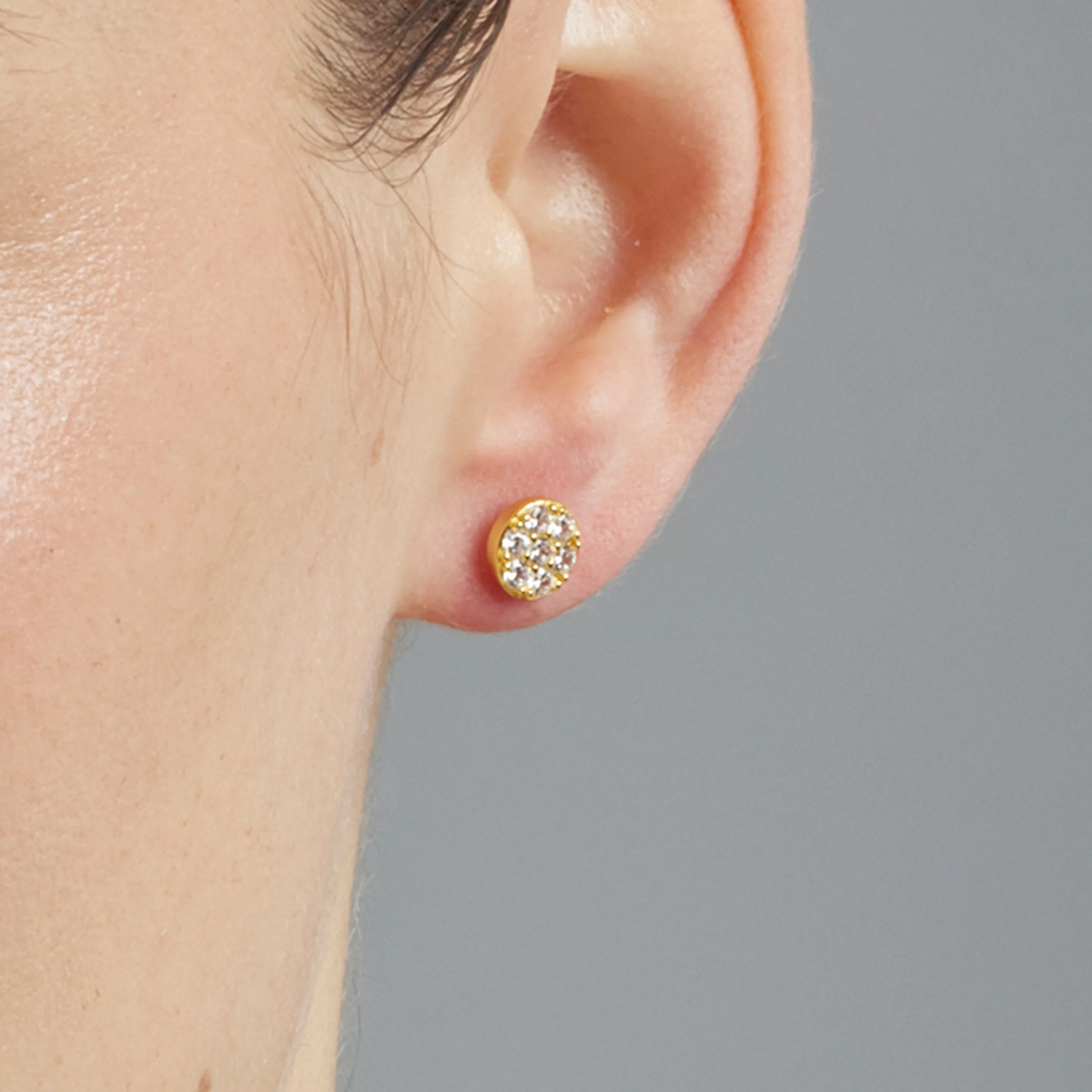 Pendientes de plata de ley 925 con Circonita Brillante acabados en rodio - Circle - Image 3