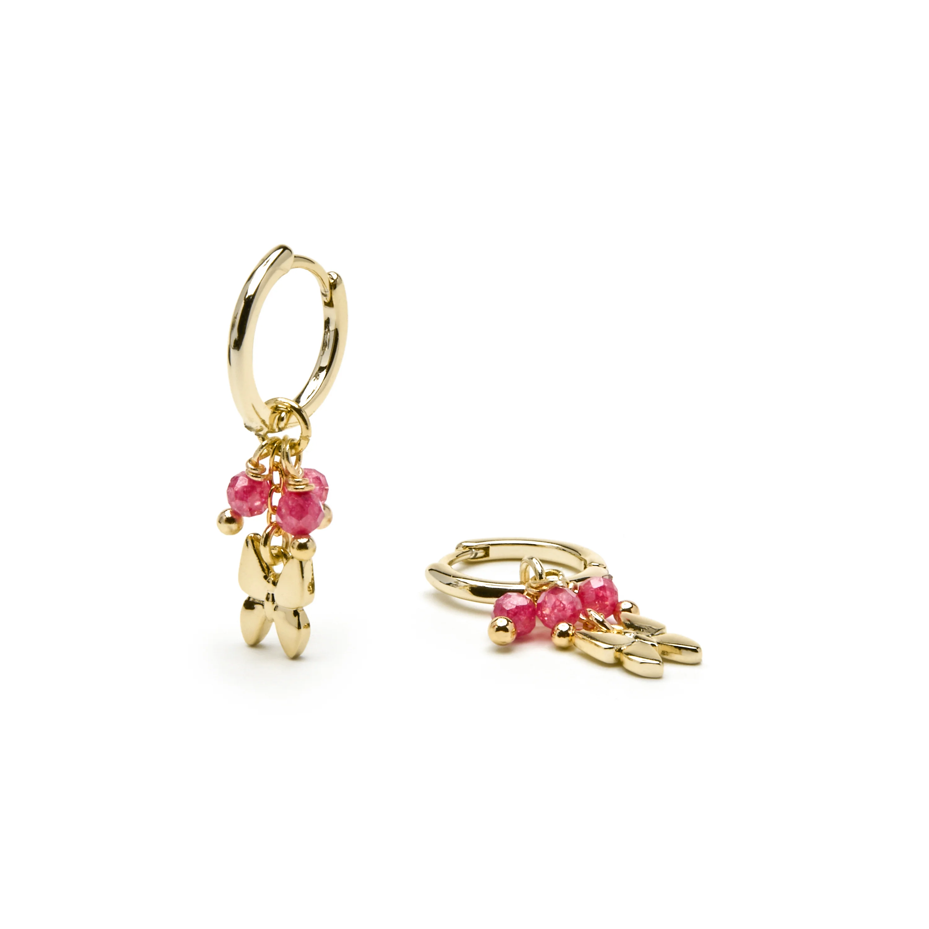 Pendientes de Plata de Ley 925 y Cristal Rosa acabado oro amarillo de 18k - Coaran - Image 5