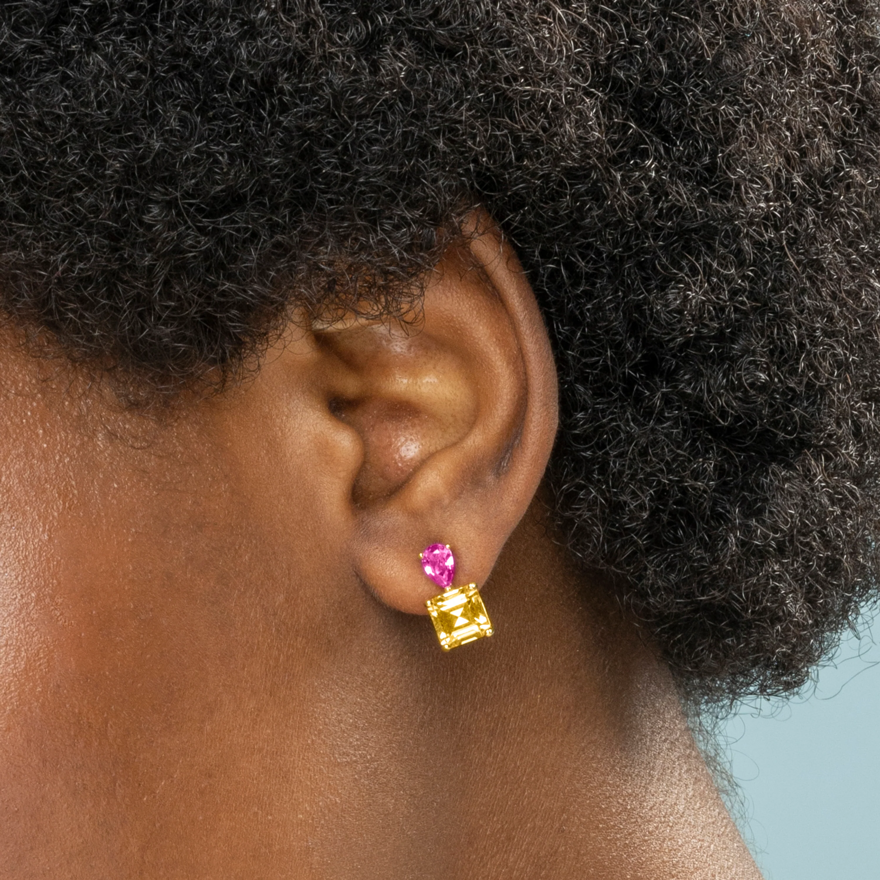 Pendientes de Plata de Ley 925 y Circonita Multicolor acabados en oro amarillo de 18k - Codua - Image 3