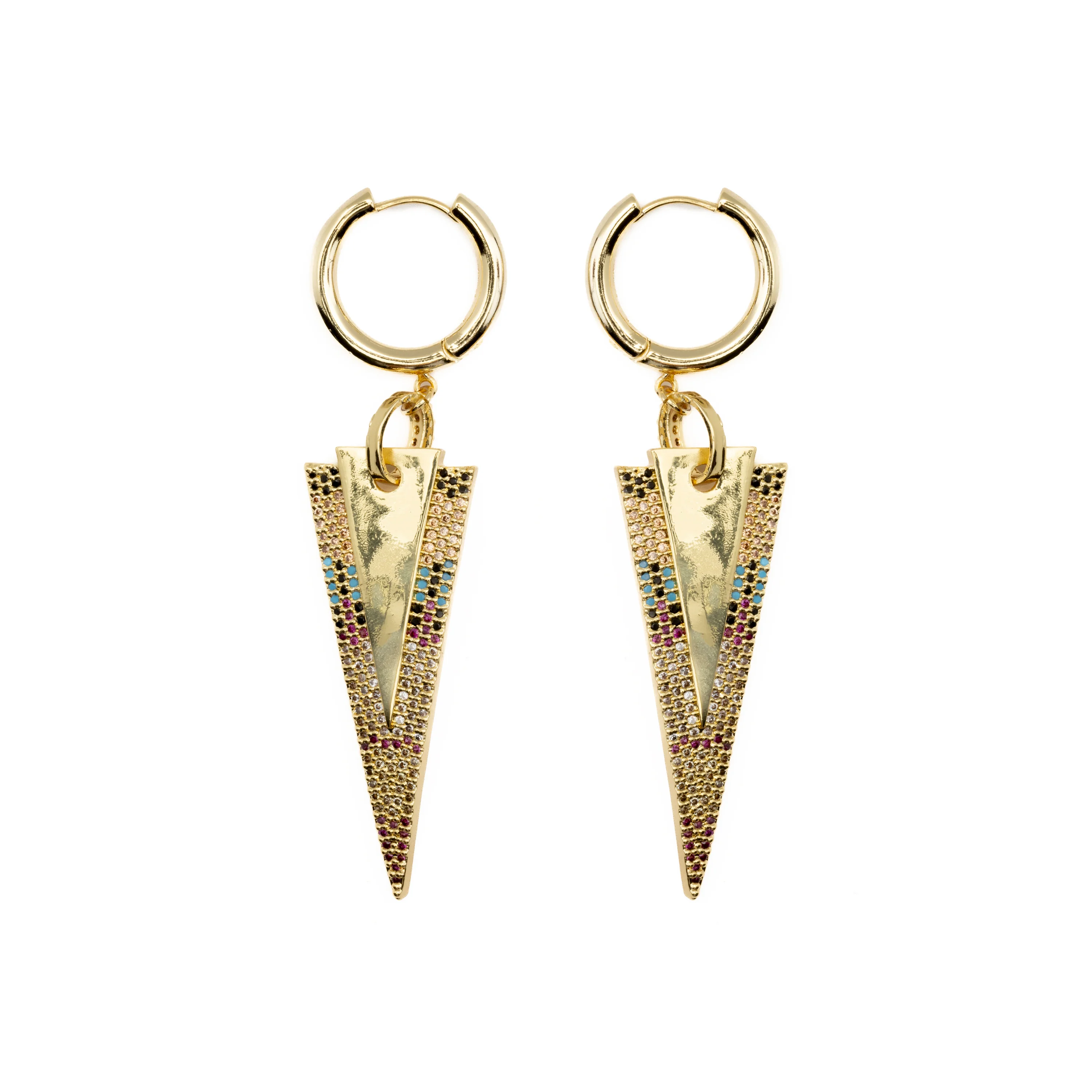 Pendientes con Circonita Multicolor acabado oro 18k - Colix - Image 3