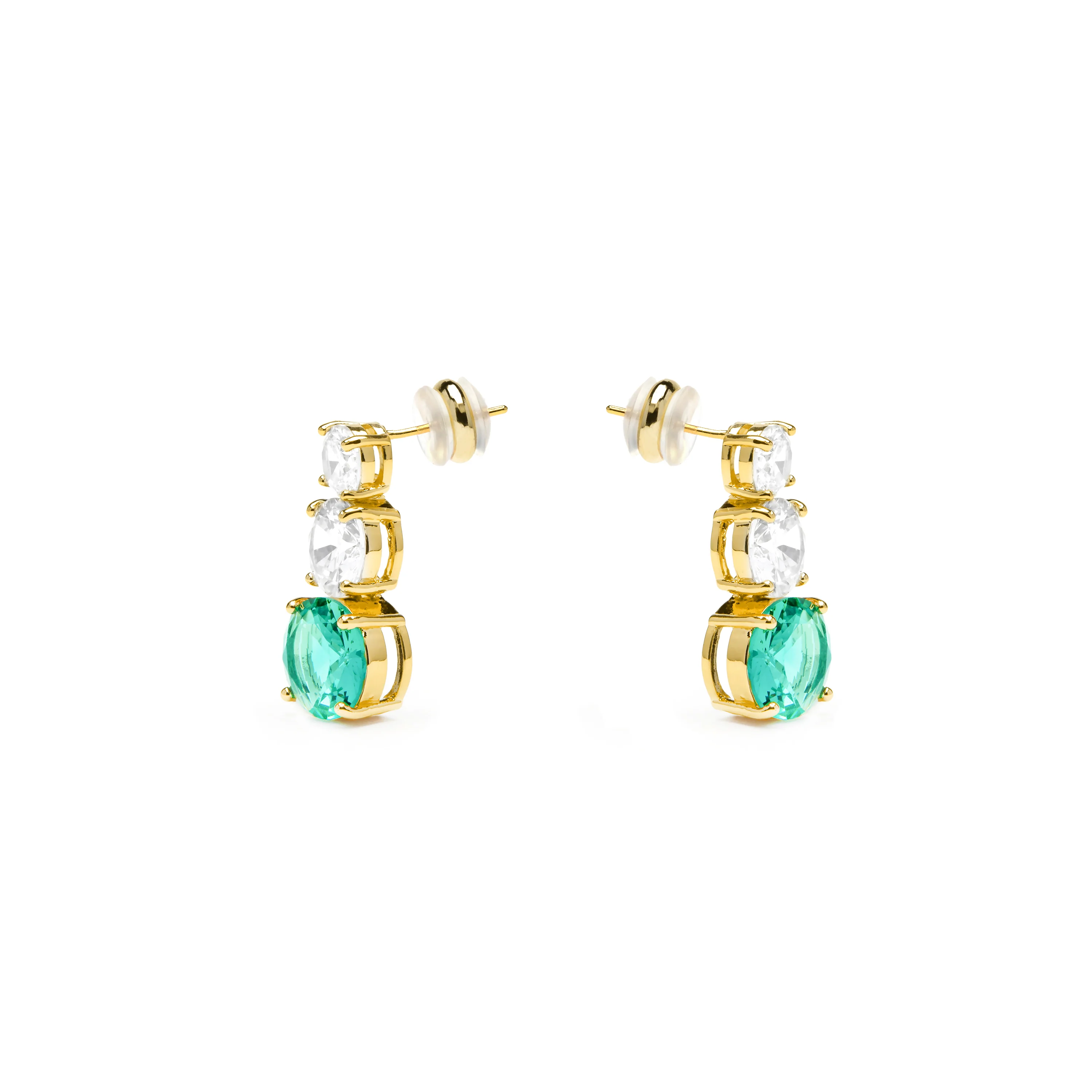 Pendientes con Cuarzo Hidrotermal Verde Paraiba acabado oro amarillo 18k - Amkru - Image 3