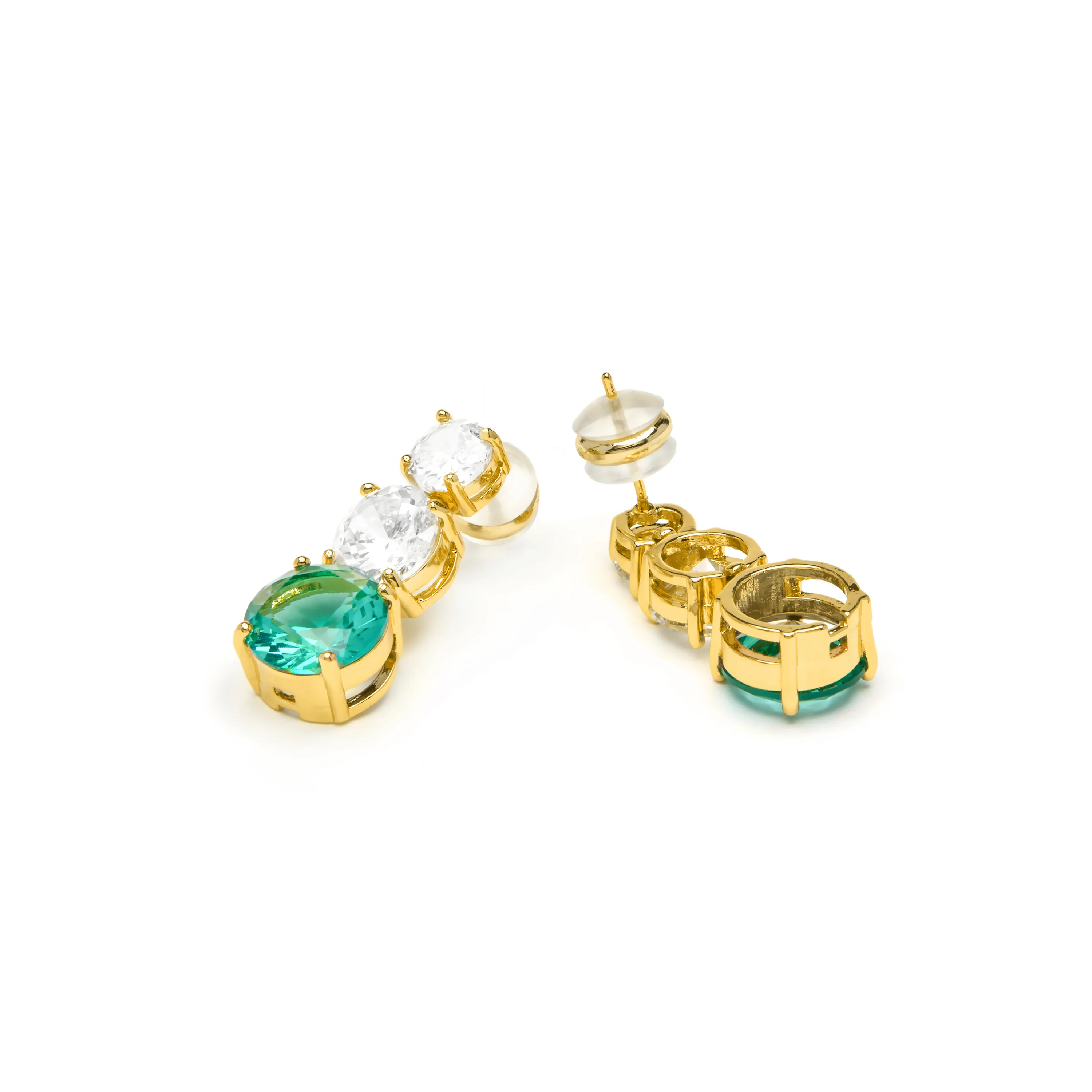 Pendientes con Cuarzo Hidrotermal Verde Paraiba acabado oro amarillo 18k - Amkru - Image 4