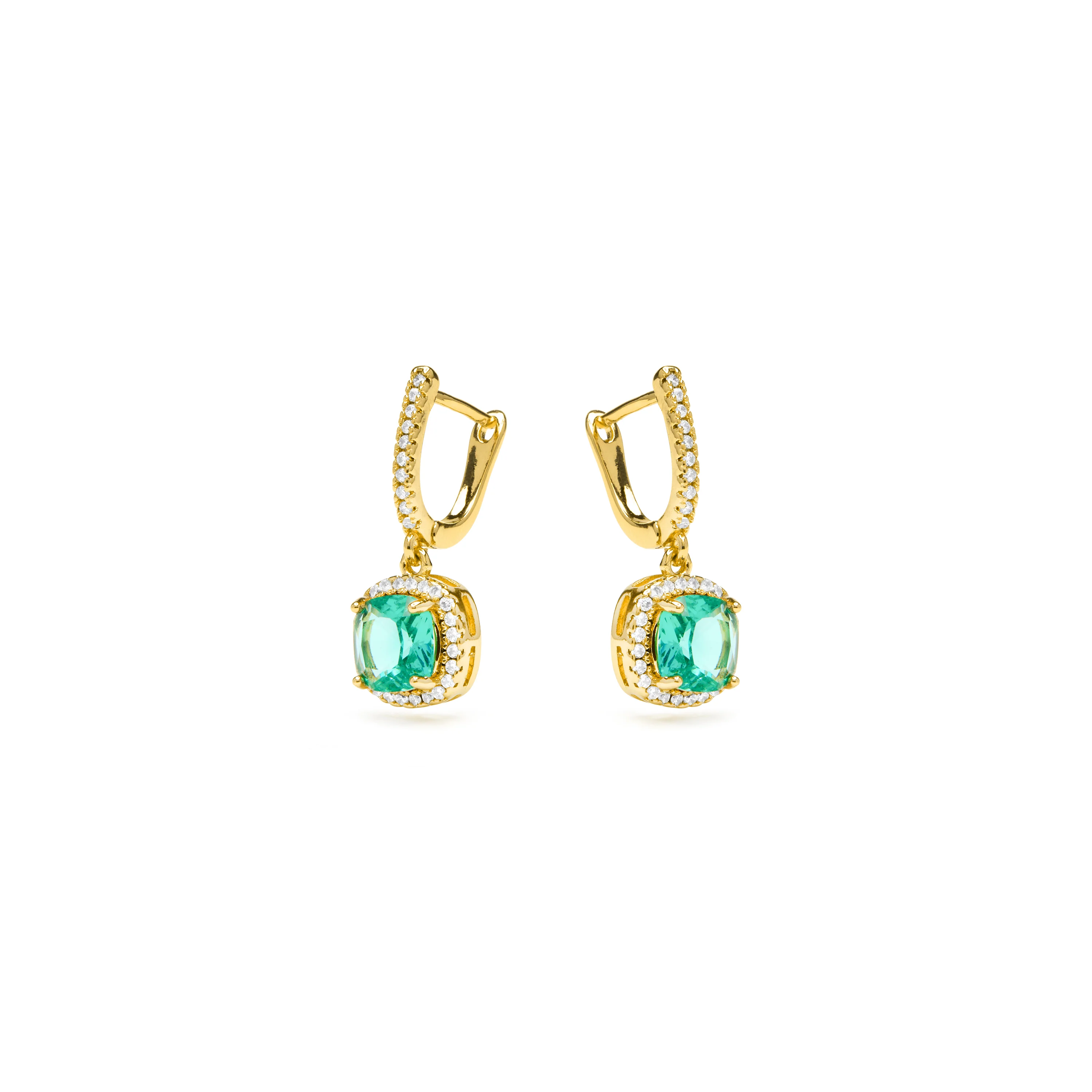 Pendientes con Cuarzo Hidrotermal Verde Paraiba acabado oro amarillo 18k - Kada - Image 3