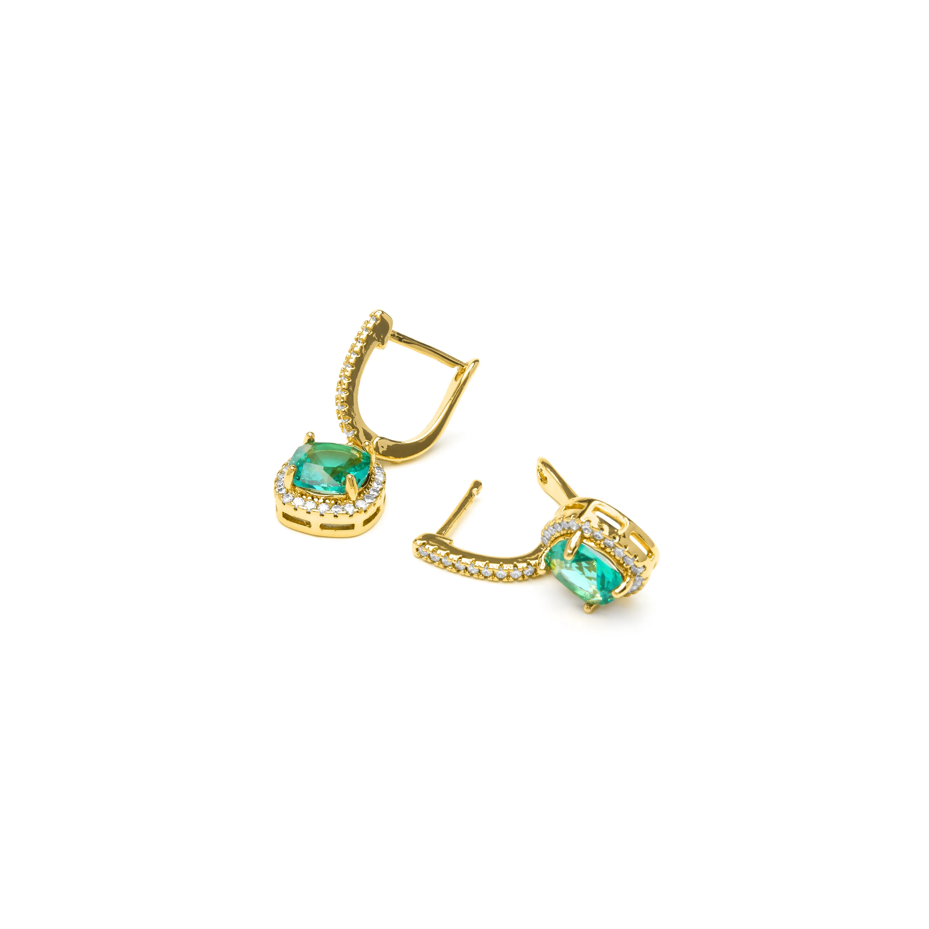 Pendientes con Cuarzo Hidrotermal Verde Paraiba acabado oro amarillo 18k - Kada - Image 4