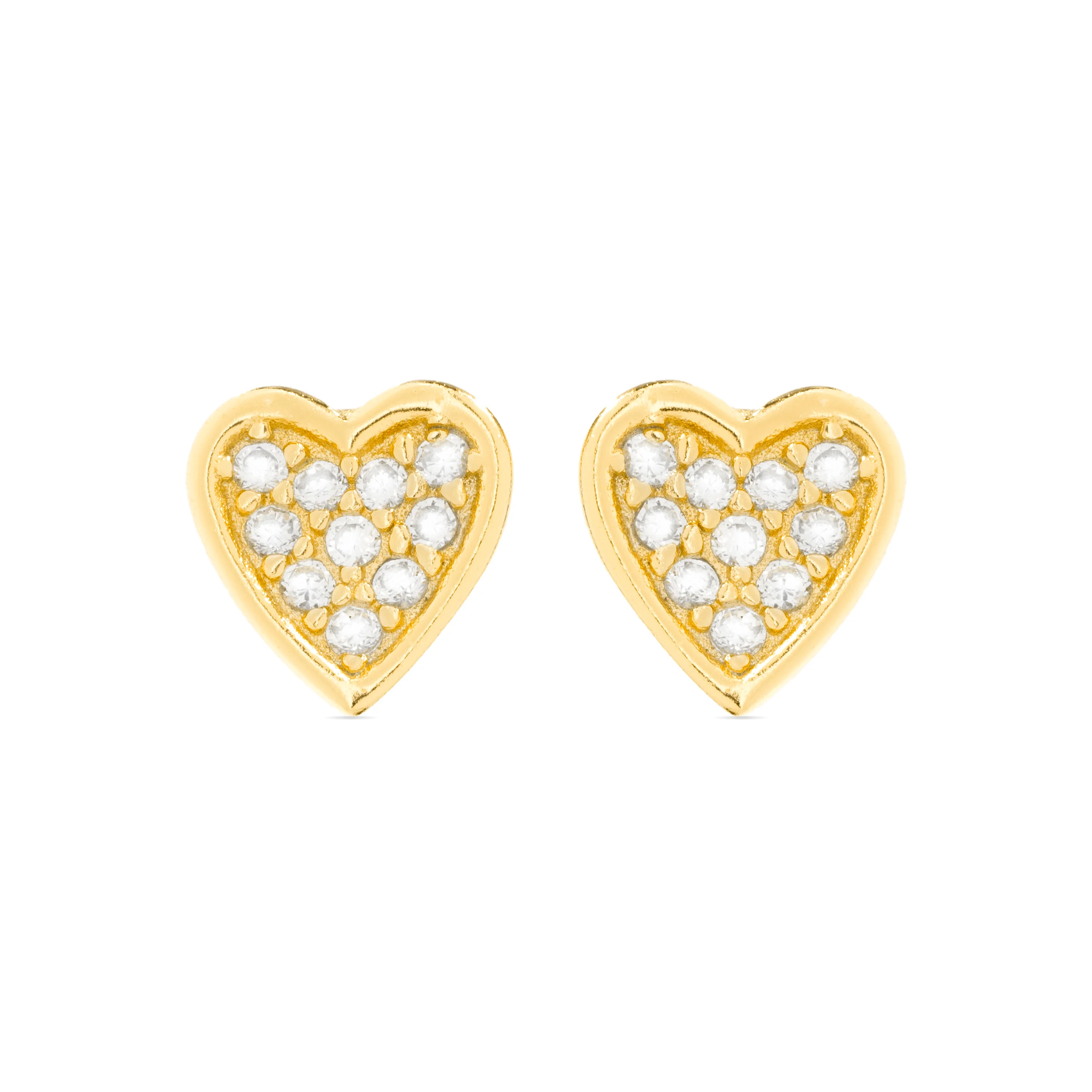 Pendientes de Plata de Ley 925 y Circonita Brillante acabados en oro amarillo 18K - Corazón