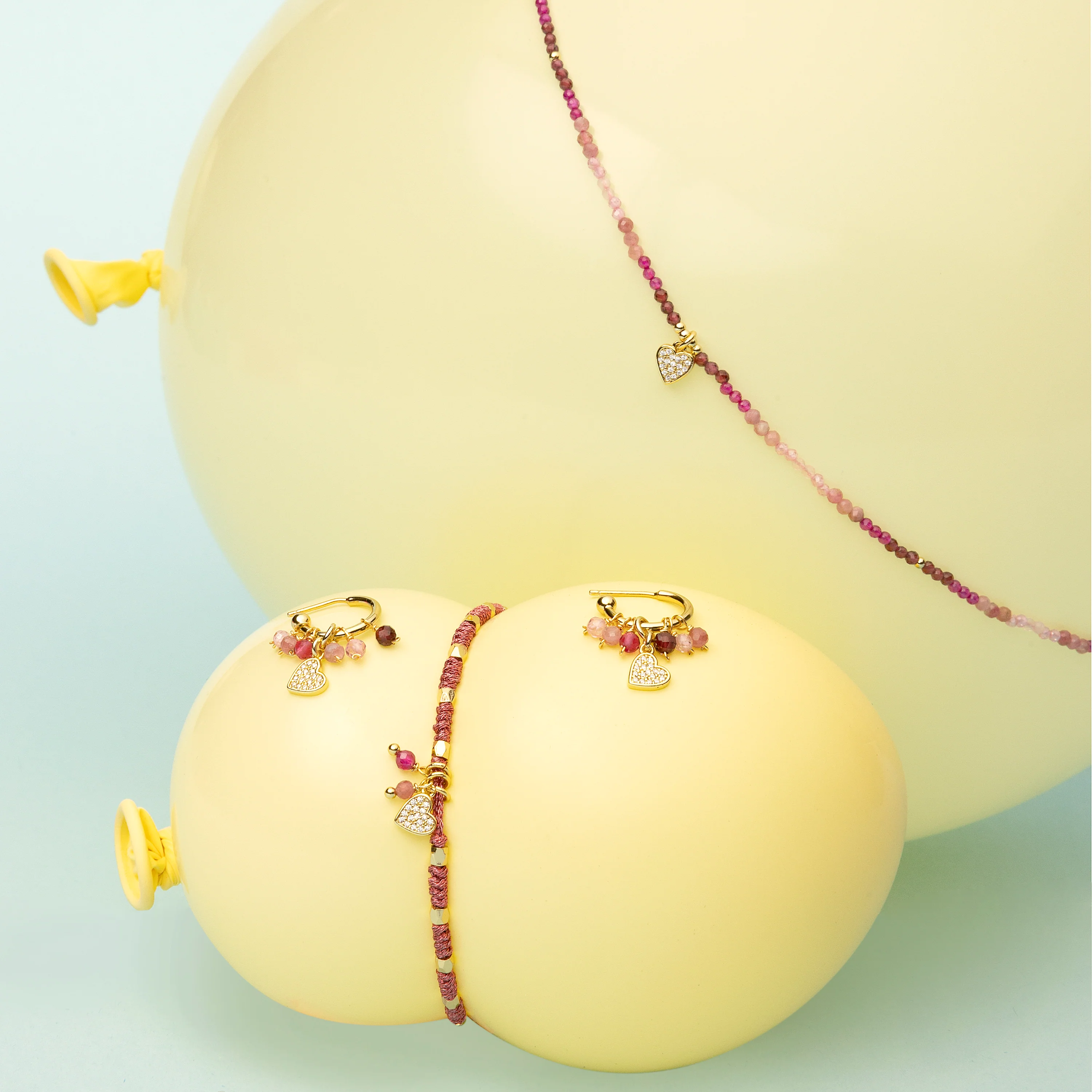 Pendientes de Plata de Ley 925 y Cristal Rosa acabados en oro amarillo de 18k - Corazón - Image 5