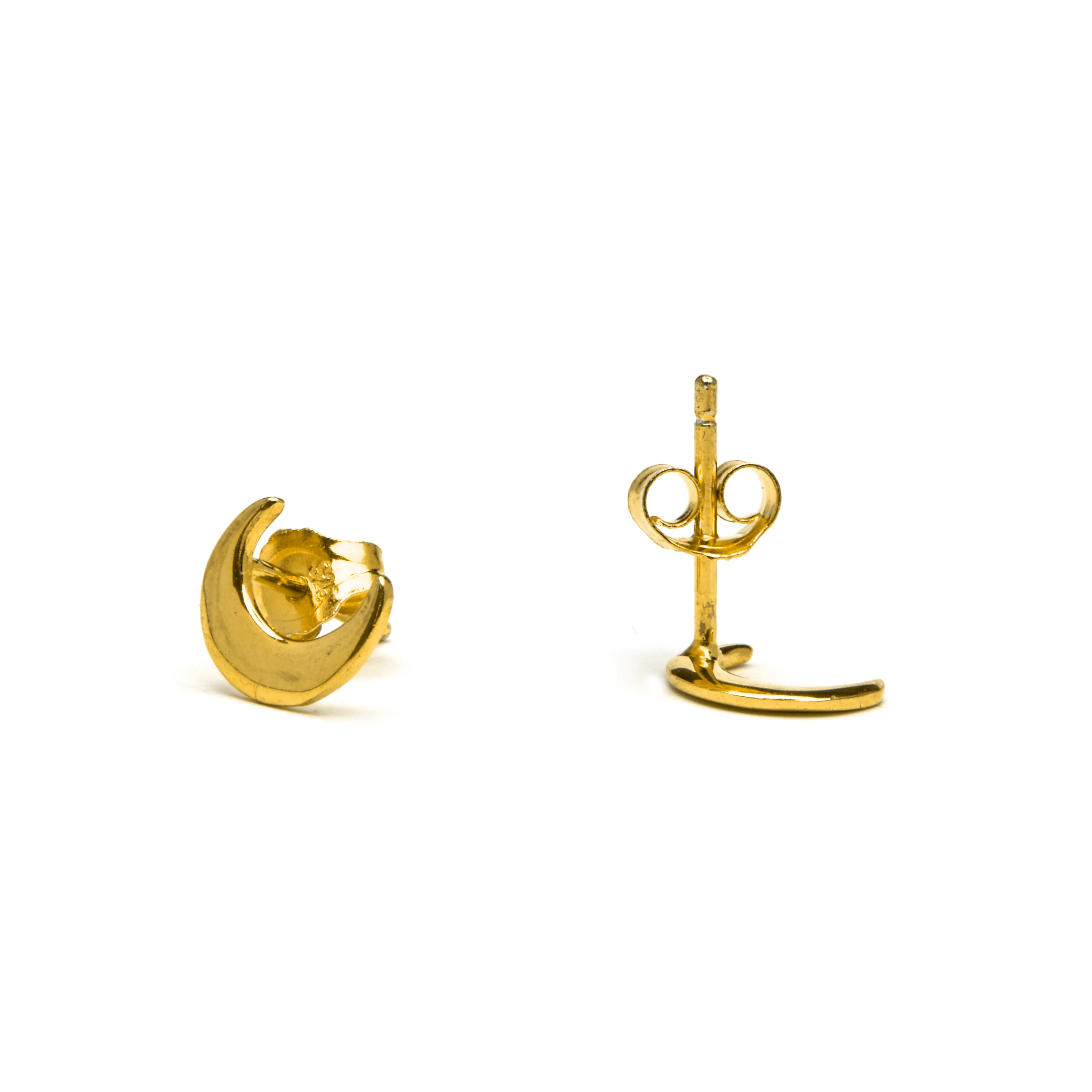 Pendientes de Plata de Ley 925 acabados en oro amarillo 18K - Crescent - Image 5