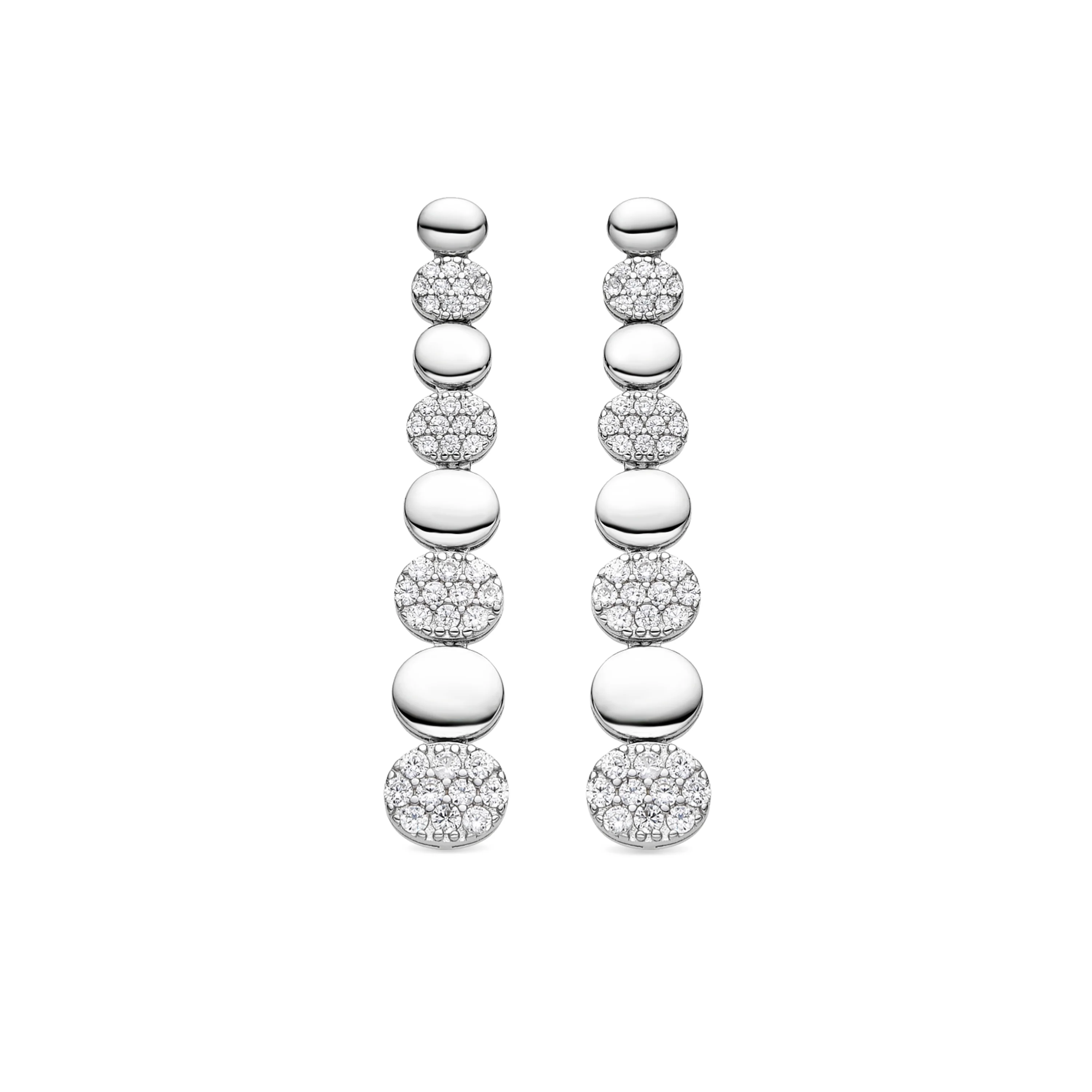 Pendientes de Plata de Ley 925 y Circonita Brillante acabado rodio - Cueko