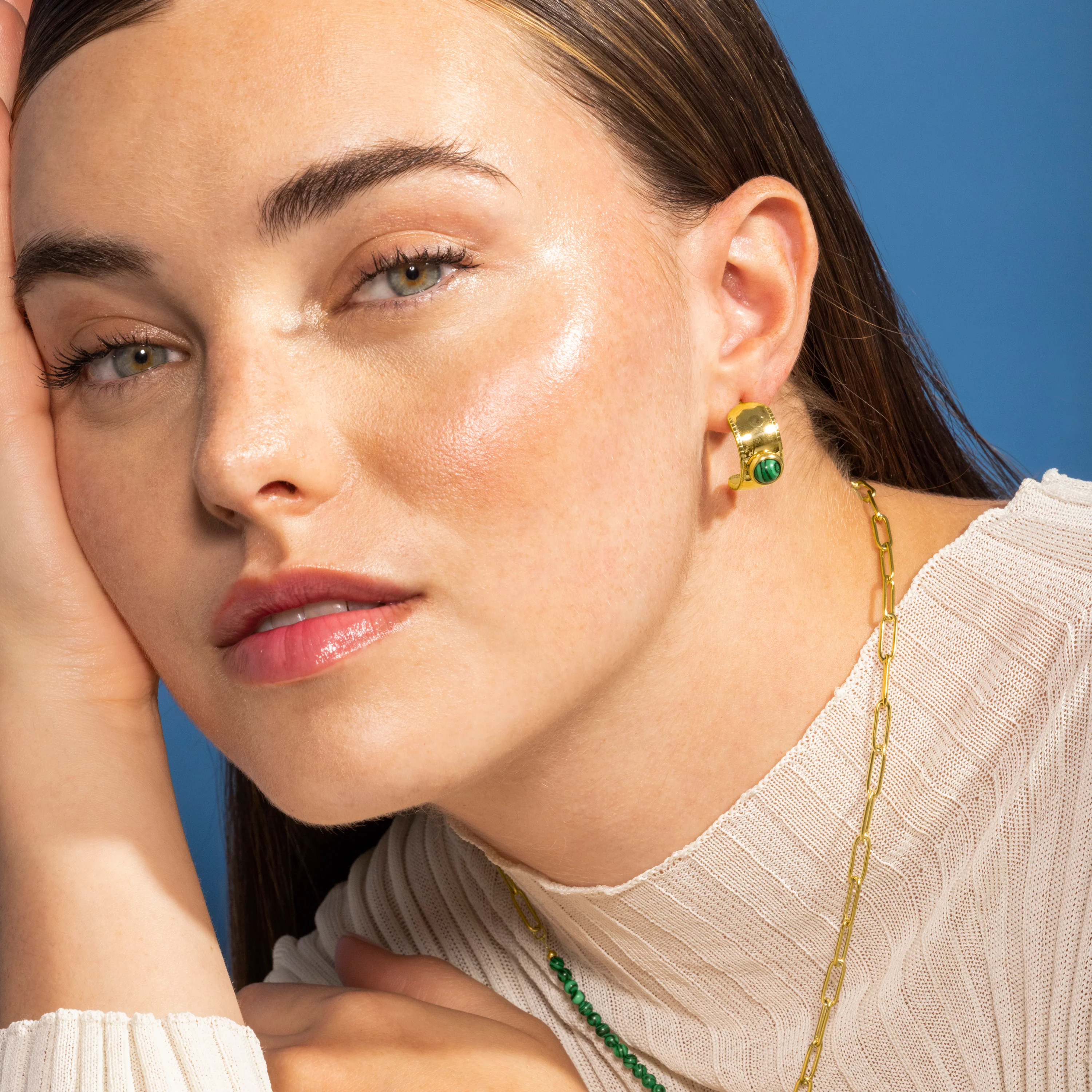 Pendientes de Malaquita acabados en oro amarillo 18K- Dadao - Image 2