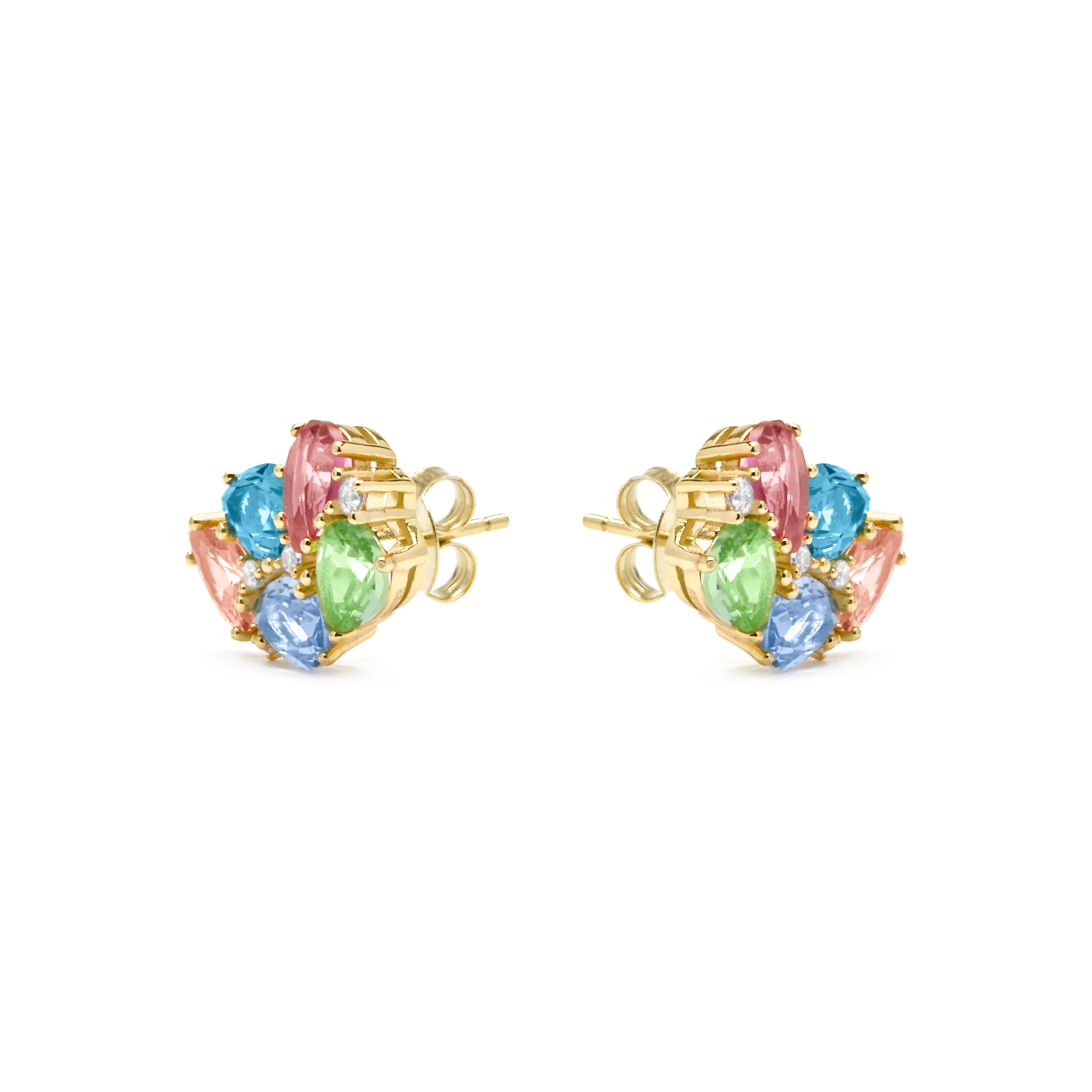 Pendientes de Plata de Ley 925 y Cuarzo Hidrotermal Multicolor acabado oro amarillo de 18k - Damam - Image 3