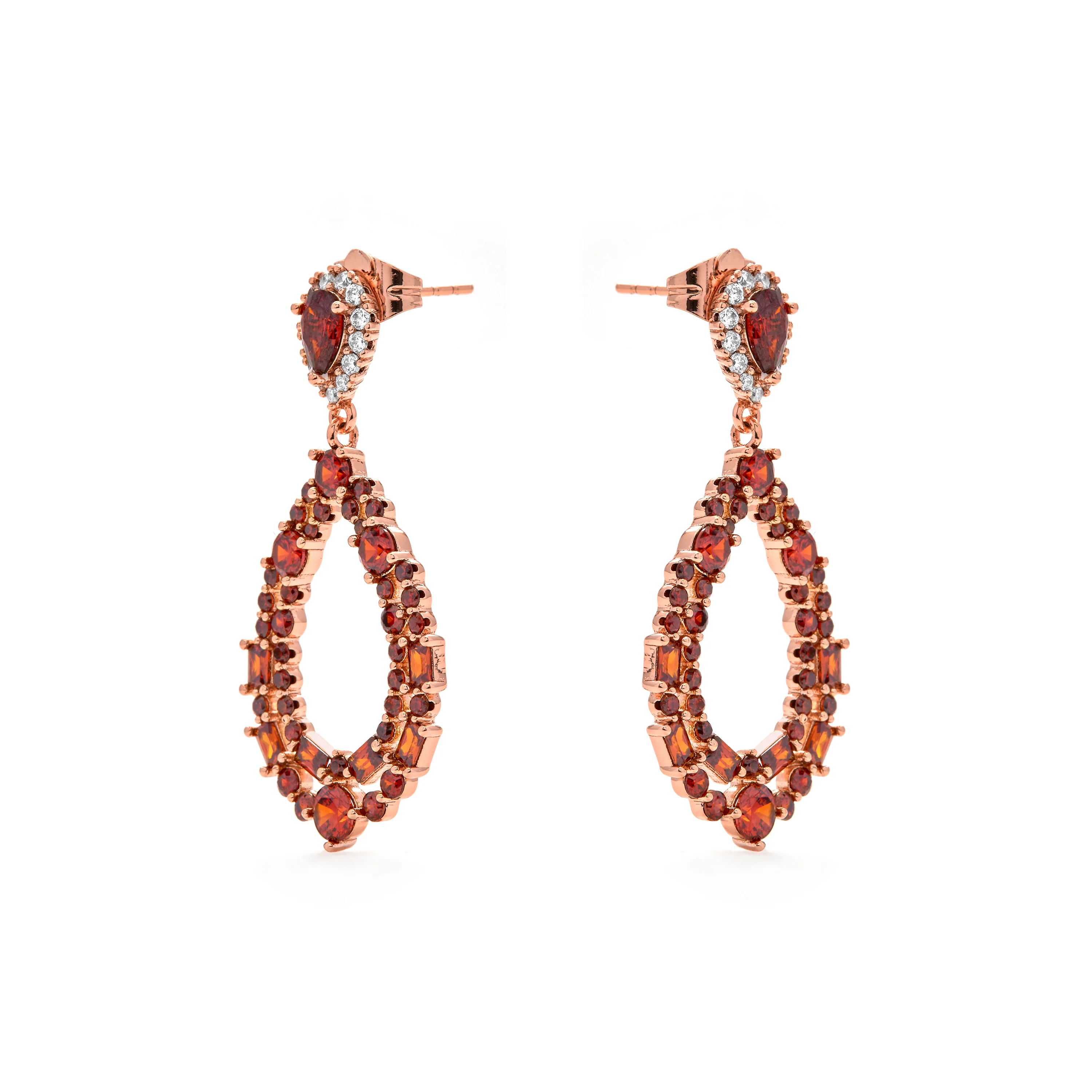 Pendientes de Circonita Rubí acabado en oro amarillo de 18k - Damao - Image 3