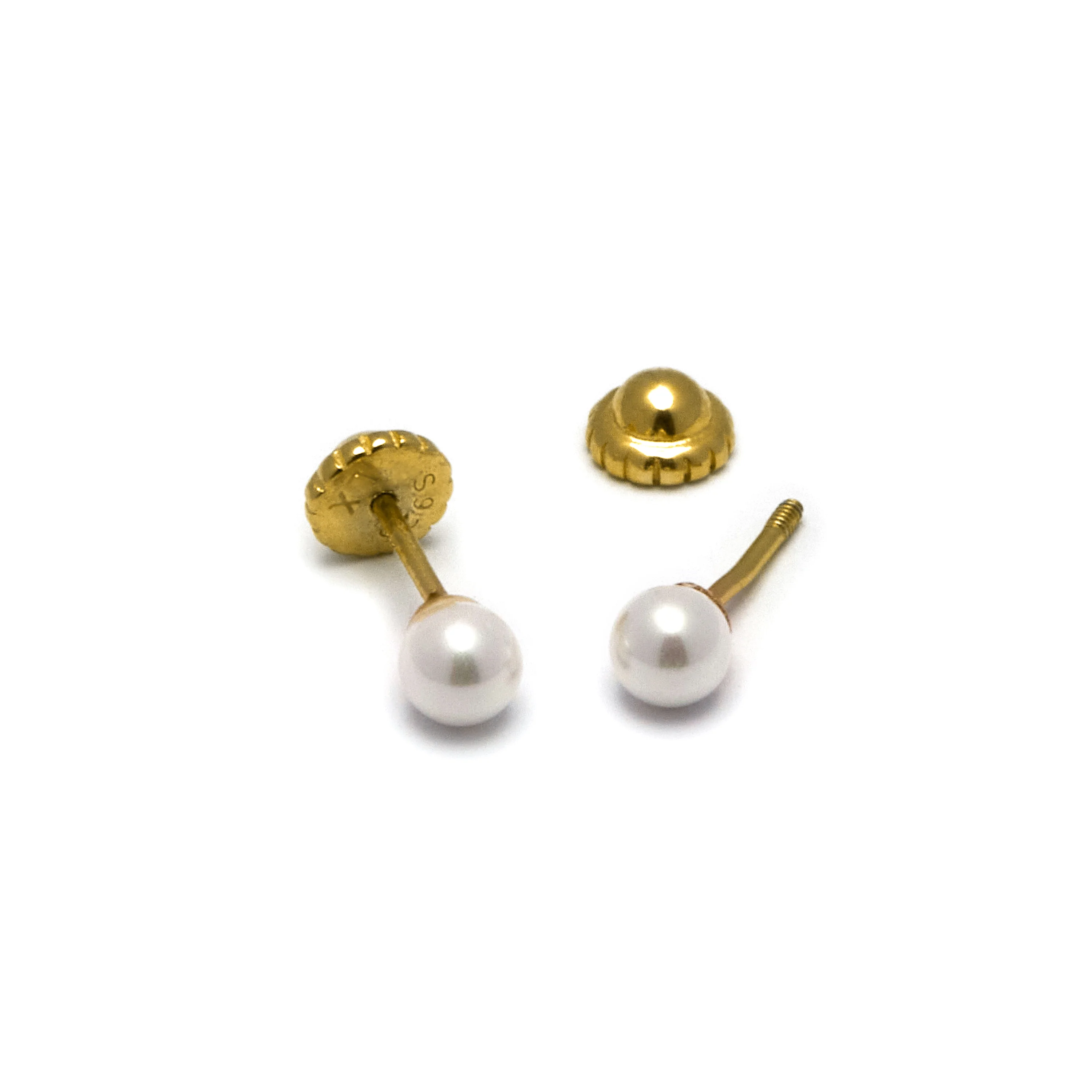 Pendientes de Plata de Ley 925 con Perla Blanca acabados en oro amarillo 18K - Danlug - Image 4