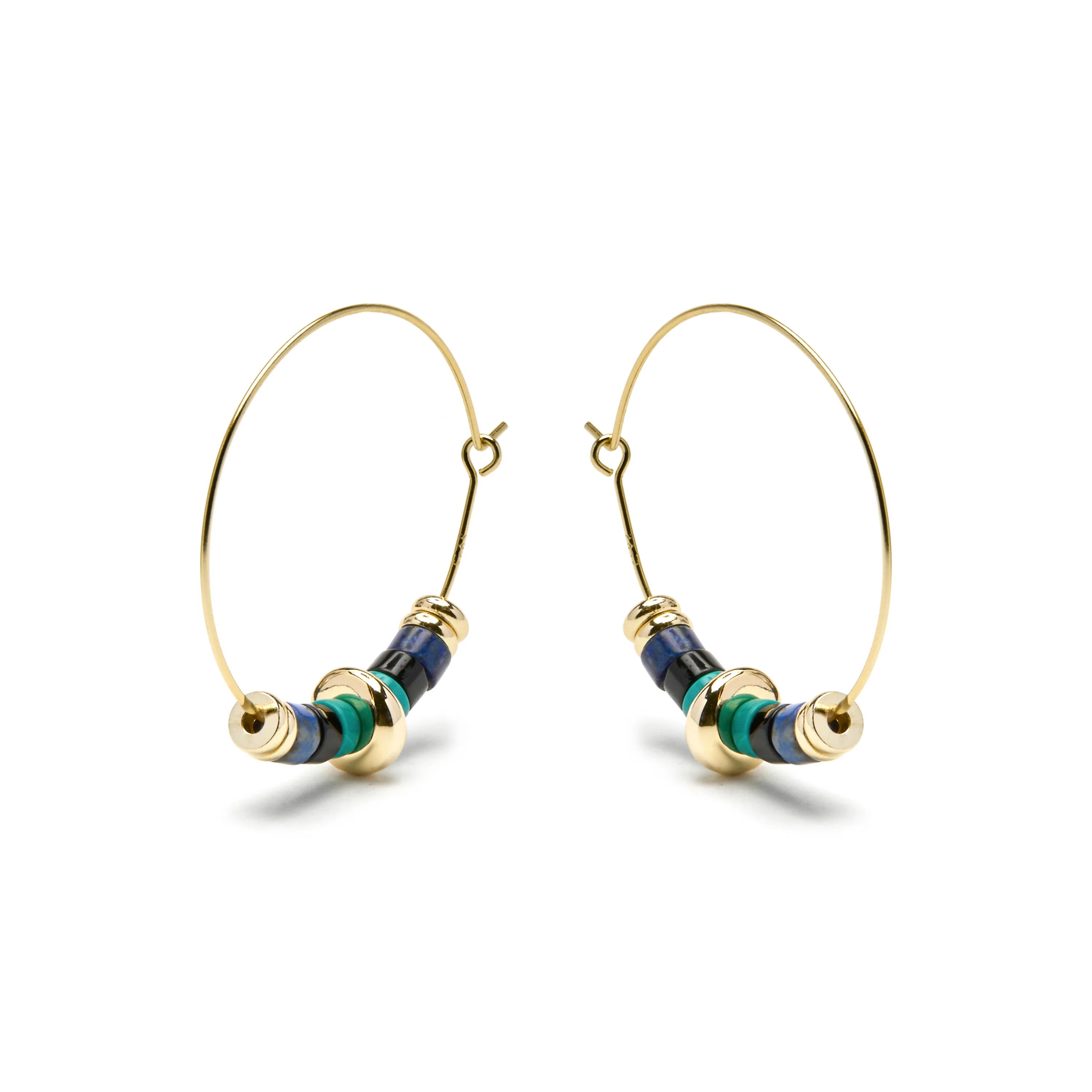 Pendientes de Plata de Ley 925 y Malaquita acabado oro amarillo de 18k - Darkba - Image 3