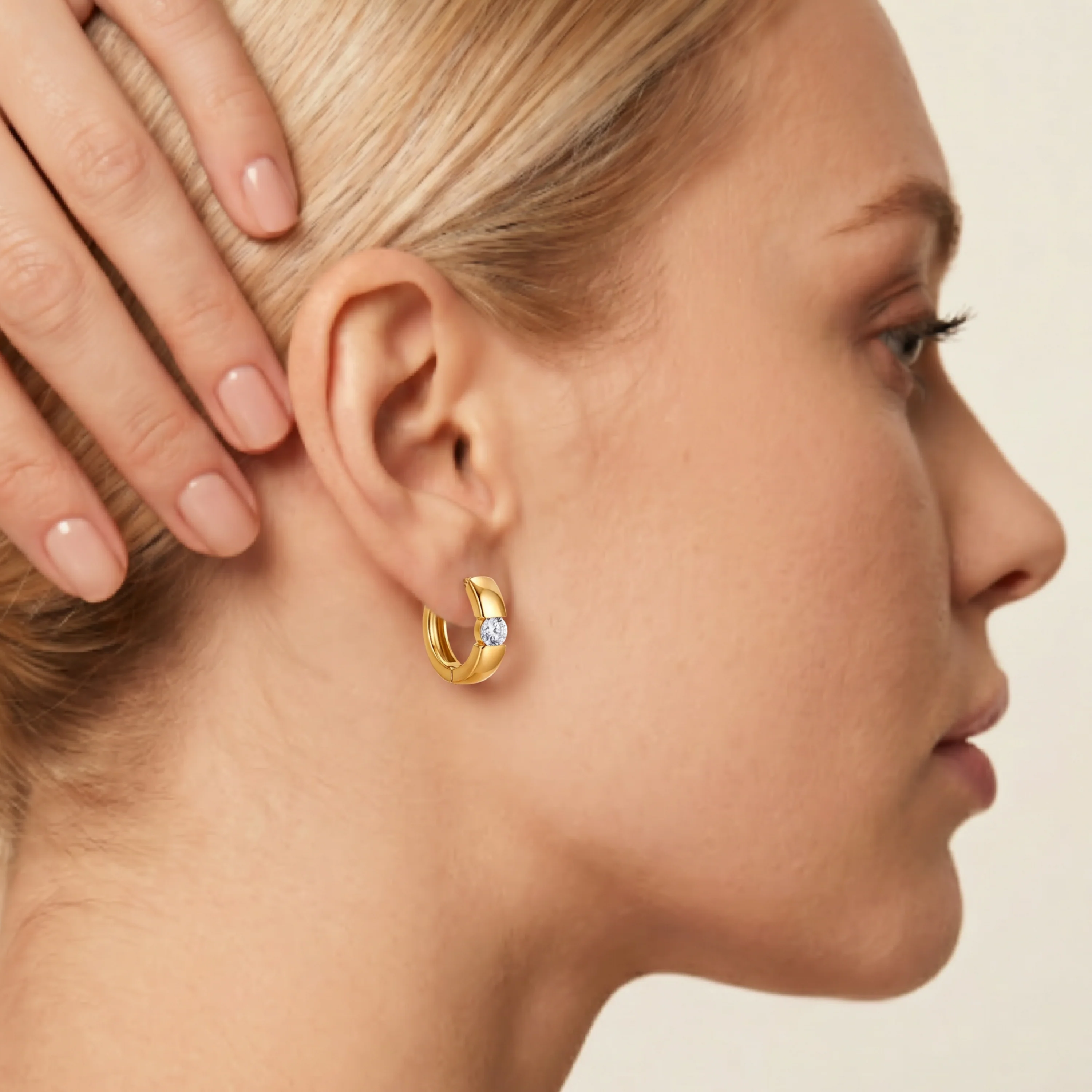 Pendientes de Circonita Brillante acabado en oro amarillo de 18k - Anrak - Image 4