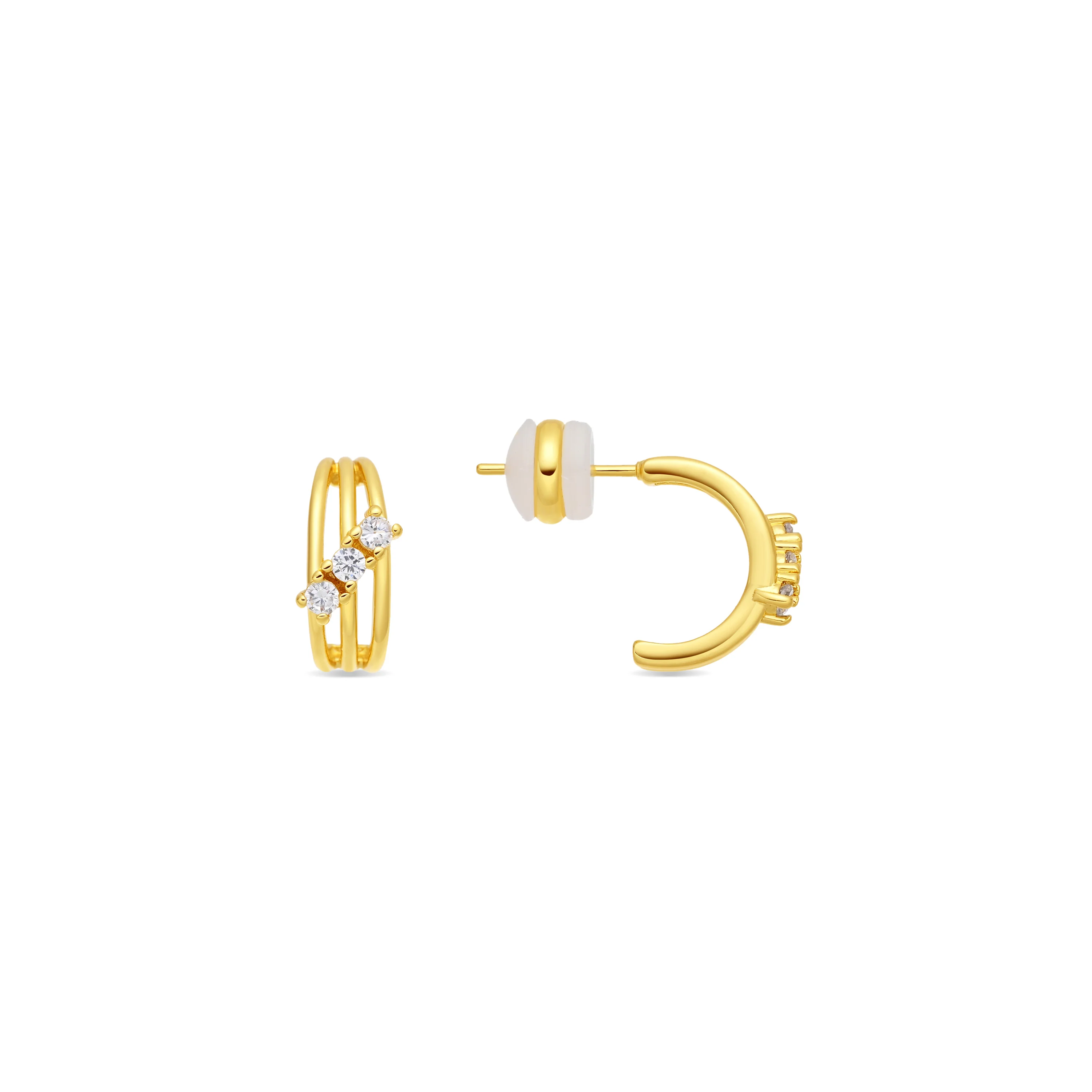 Pendientes de Circonita Brillante acabado en oro amarillo de 18k - Folex
