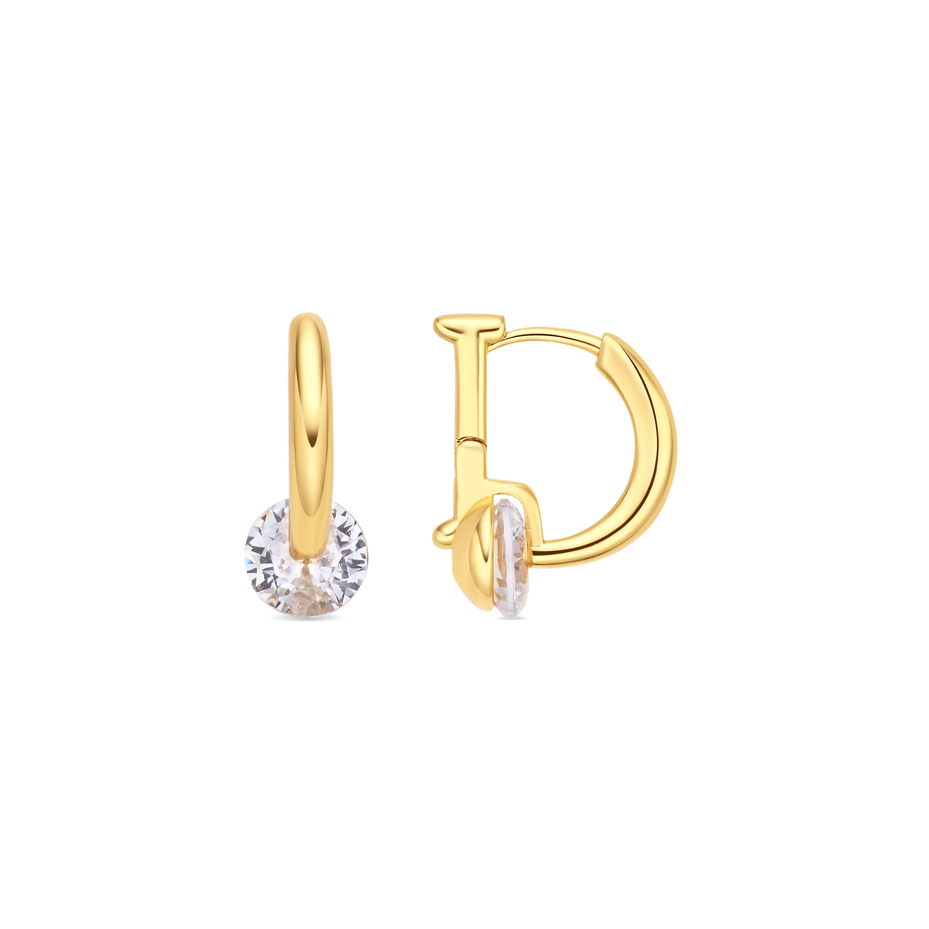 Pendientes de Circonita Brillante acabado en oro amarillo de 18k - Iaf