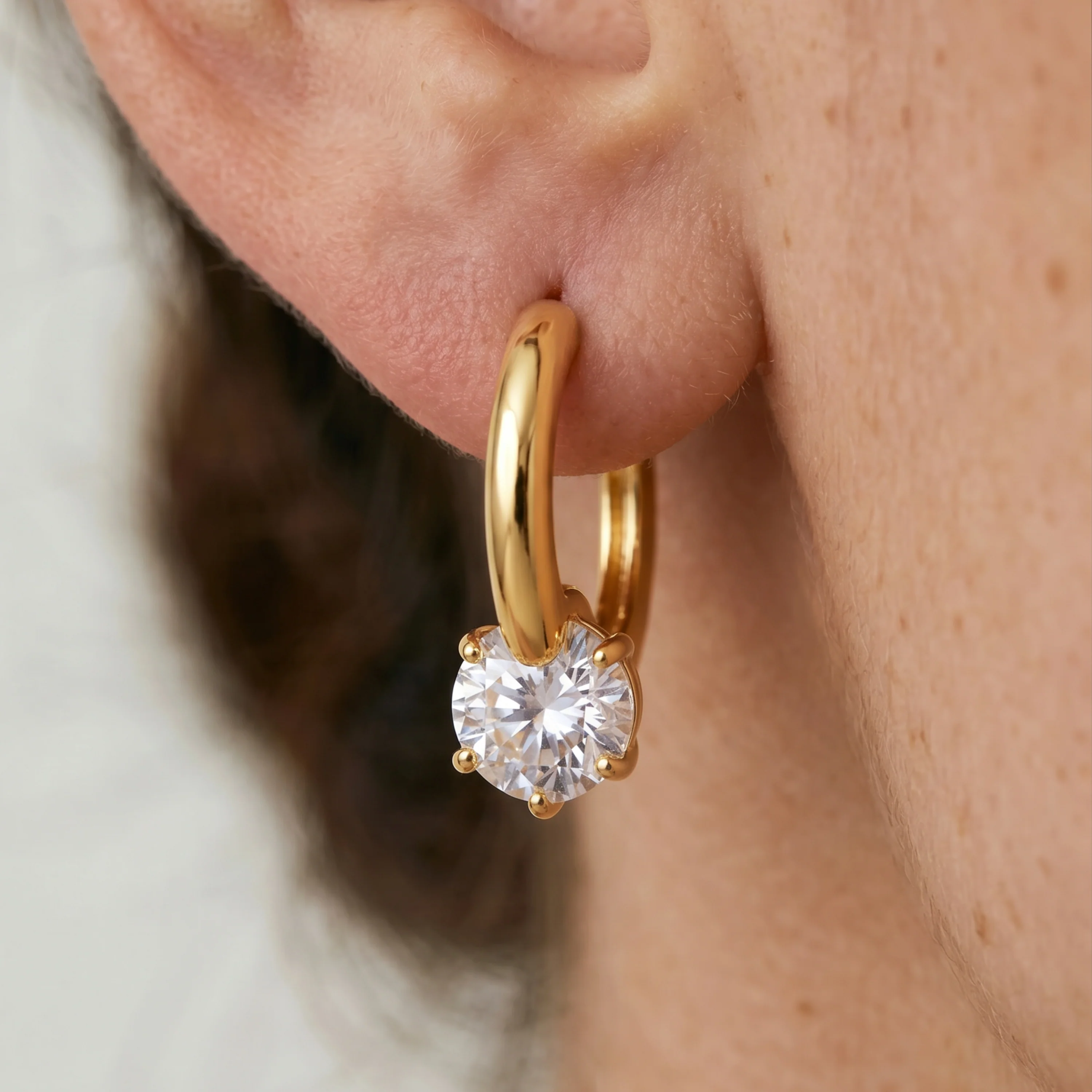 Pendientes de Circonita Brillante acabado en oro amarillo de 18k - Iaf - Image 3