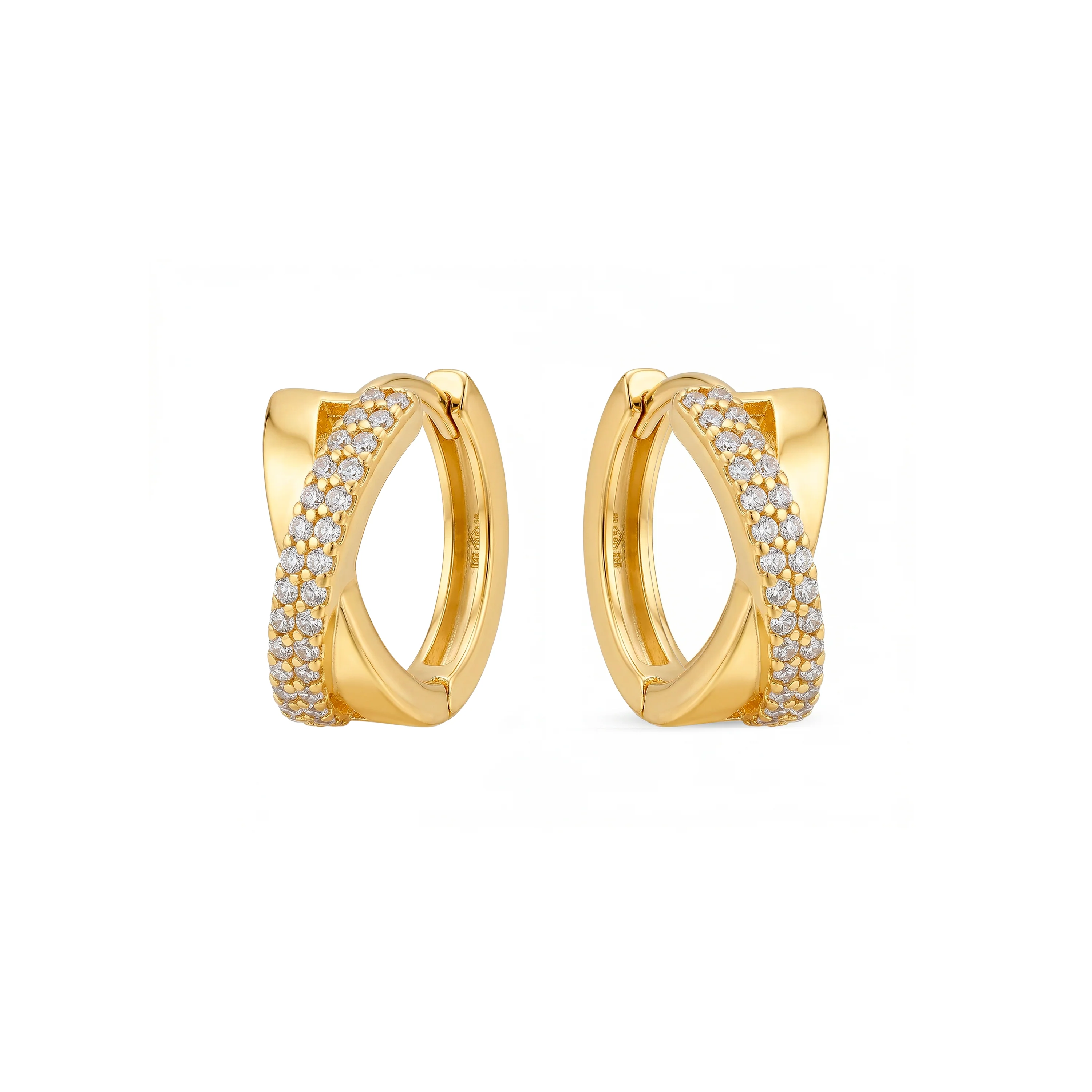 Pendientes de Circonita Brillante acabado en oro amarillo de 18k - Ihade - Image 3