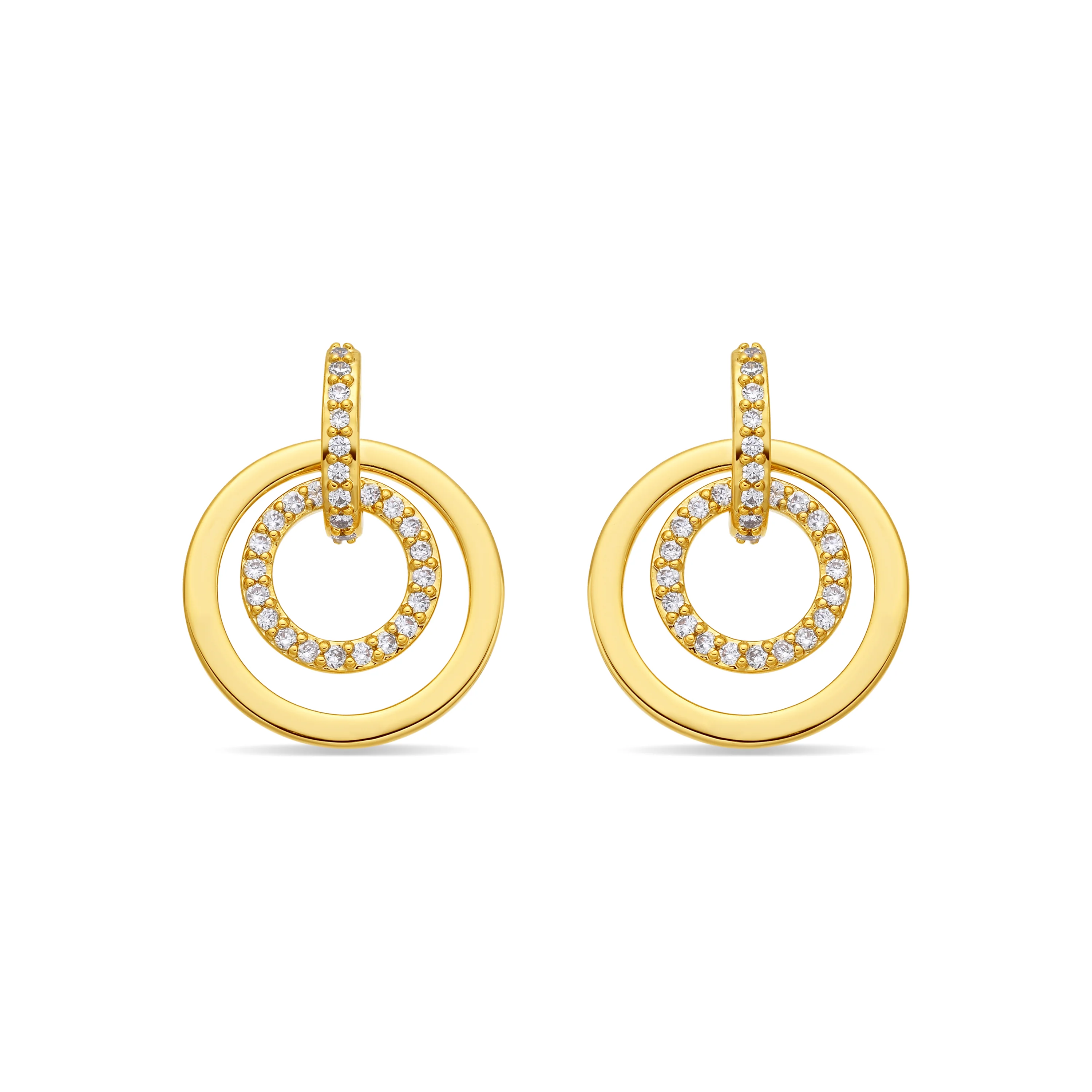 Pendientes de Circonita Brillante acabado en oro amarillo de 18k - Nahio