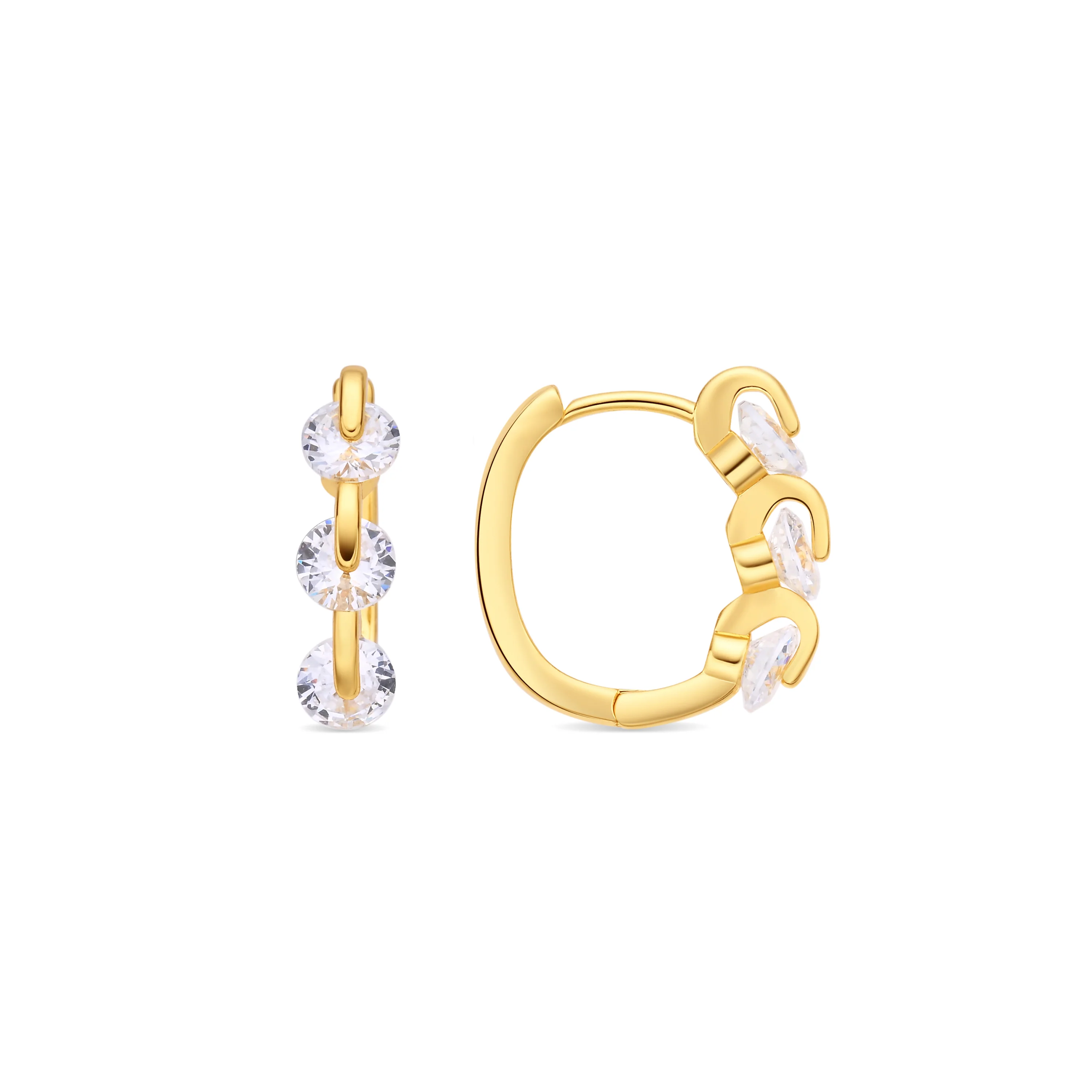 Pendientes de Circonita Brillante acabado en oro amarillo de 18k - Nili
