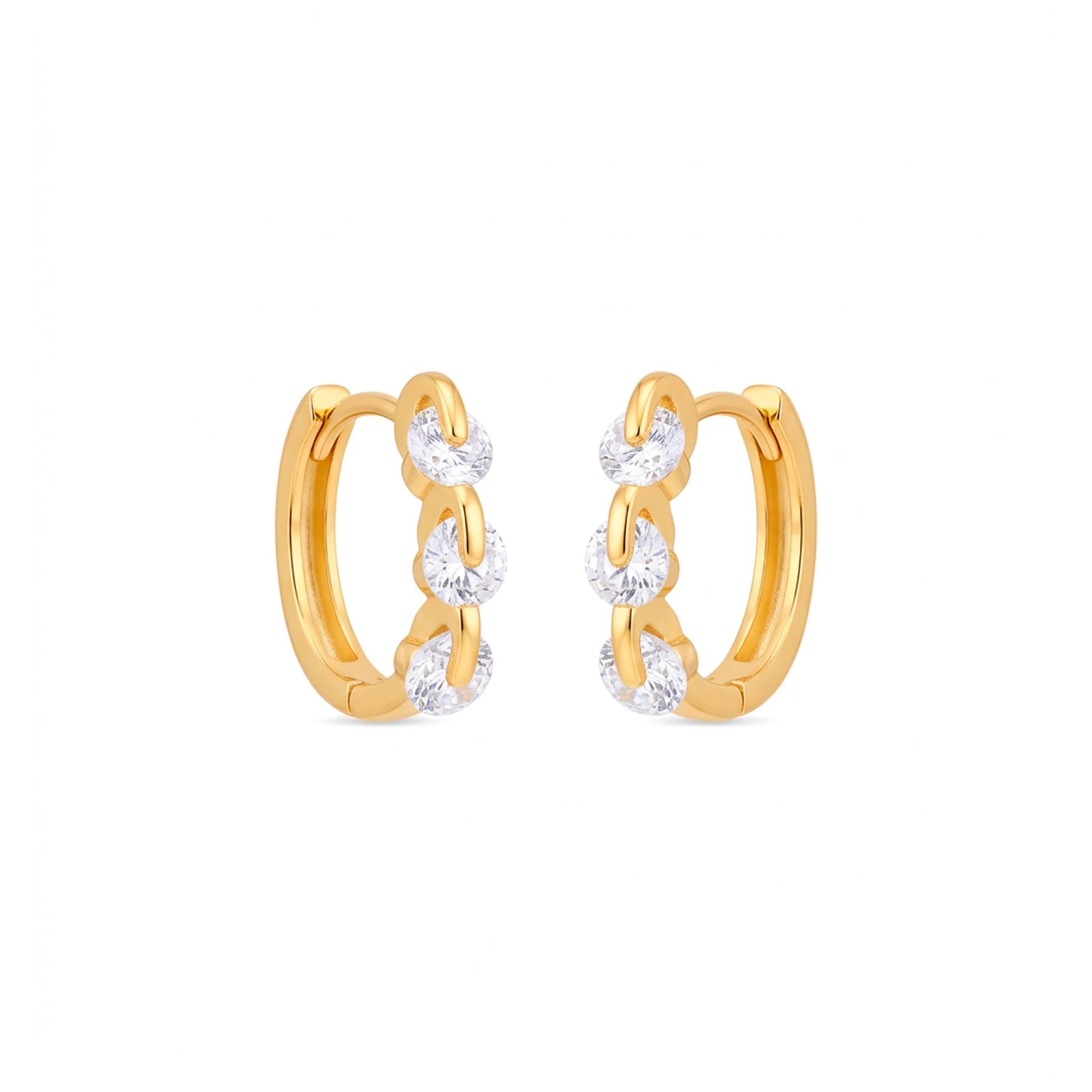 Pendientes de Circonita Brillante acabado en oro amarillo de 18k - Nili - Image 3